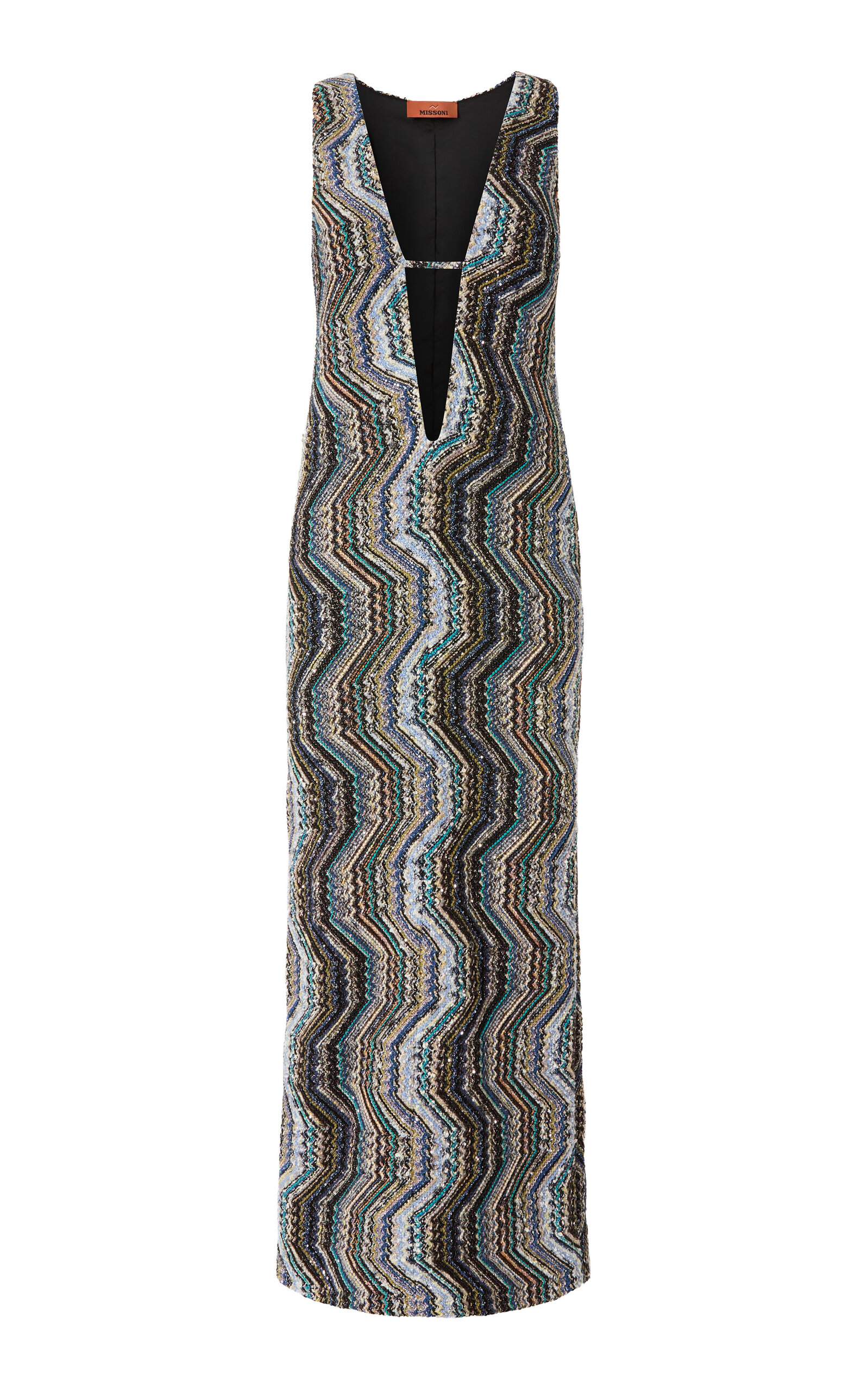 Missoni Plunging Neckline Caperdoni-Knit Maxi Dress - Multi