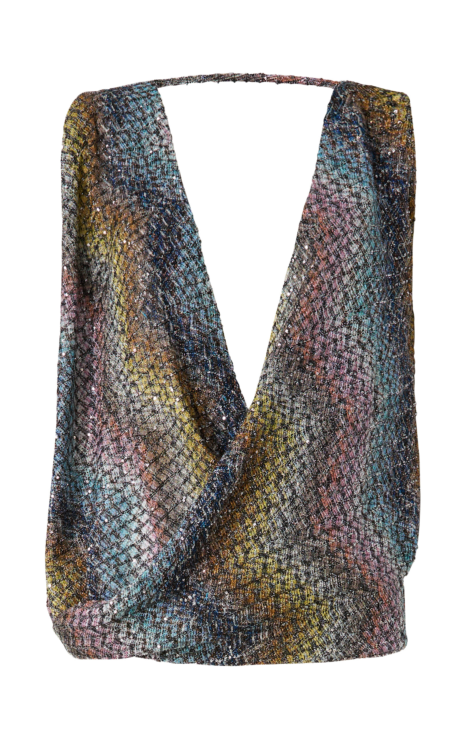 Missoni Chevron Draped Caperdoni-knit Top In Multi