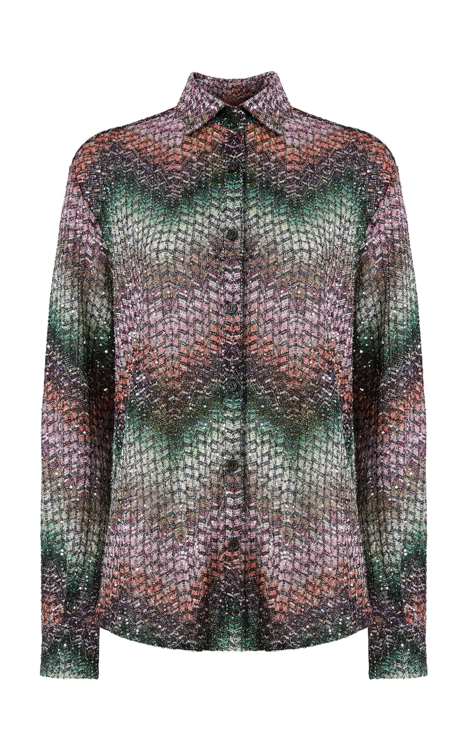 Missoni Chevron Long Sleeve Button-down Top In Multi