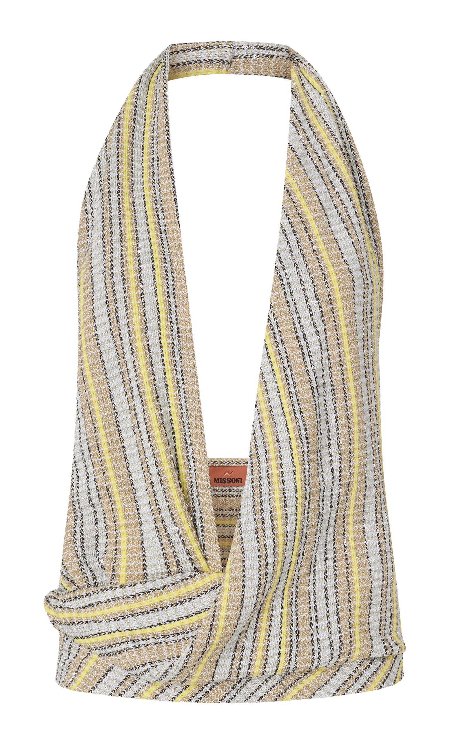 Missoni Draped Caperdoni-Knit Halter Top - Stripe