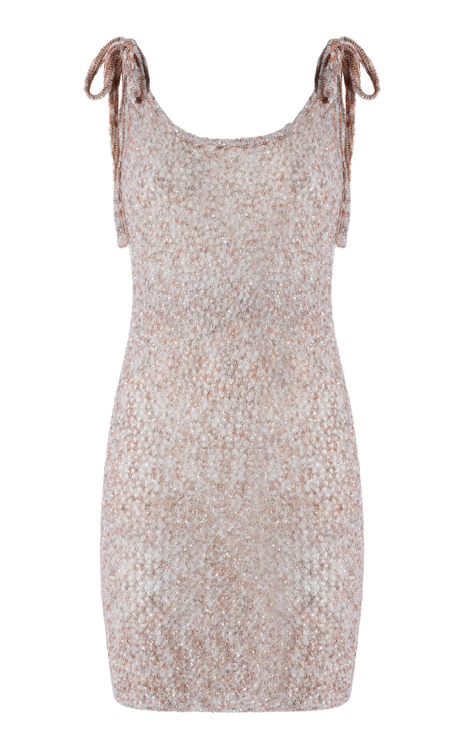 Missoni Shoulder Tie Knit Bodycon Dress In Neutral