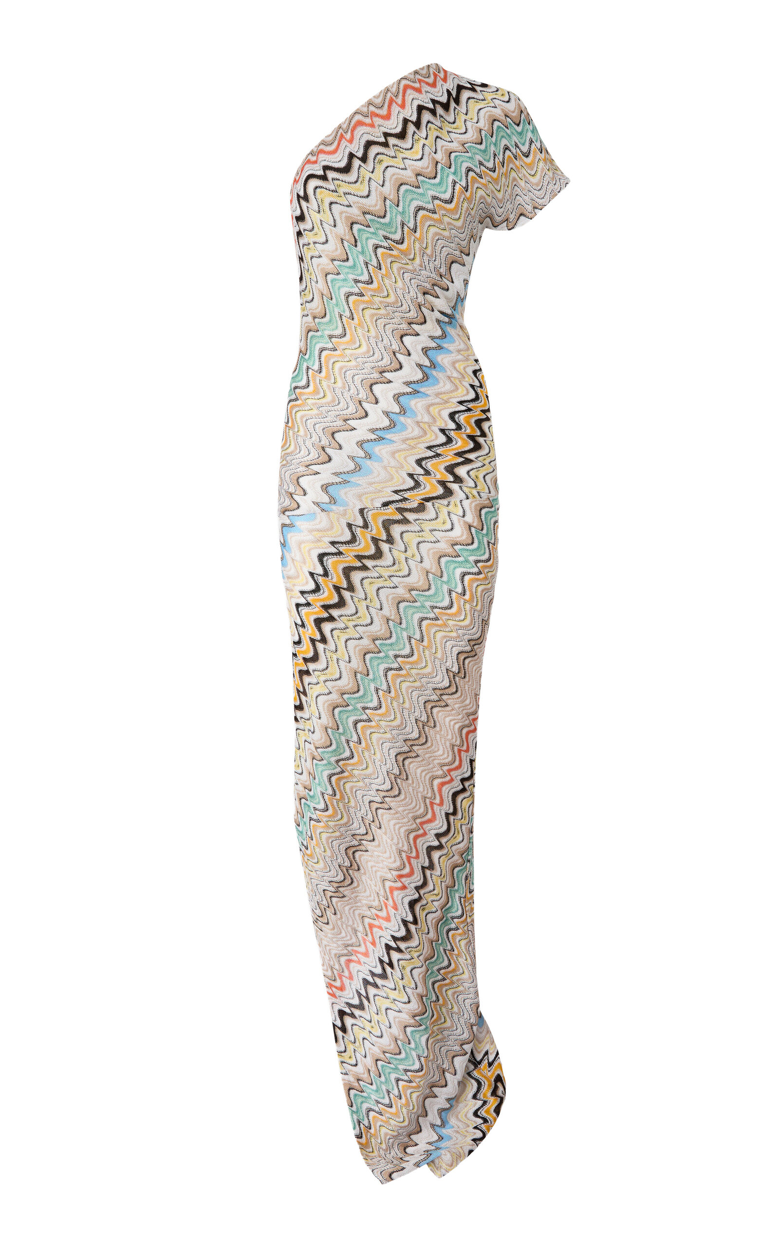Missoni One-Shoulder Chevron Knit Maxi Dress