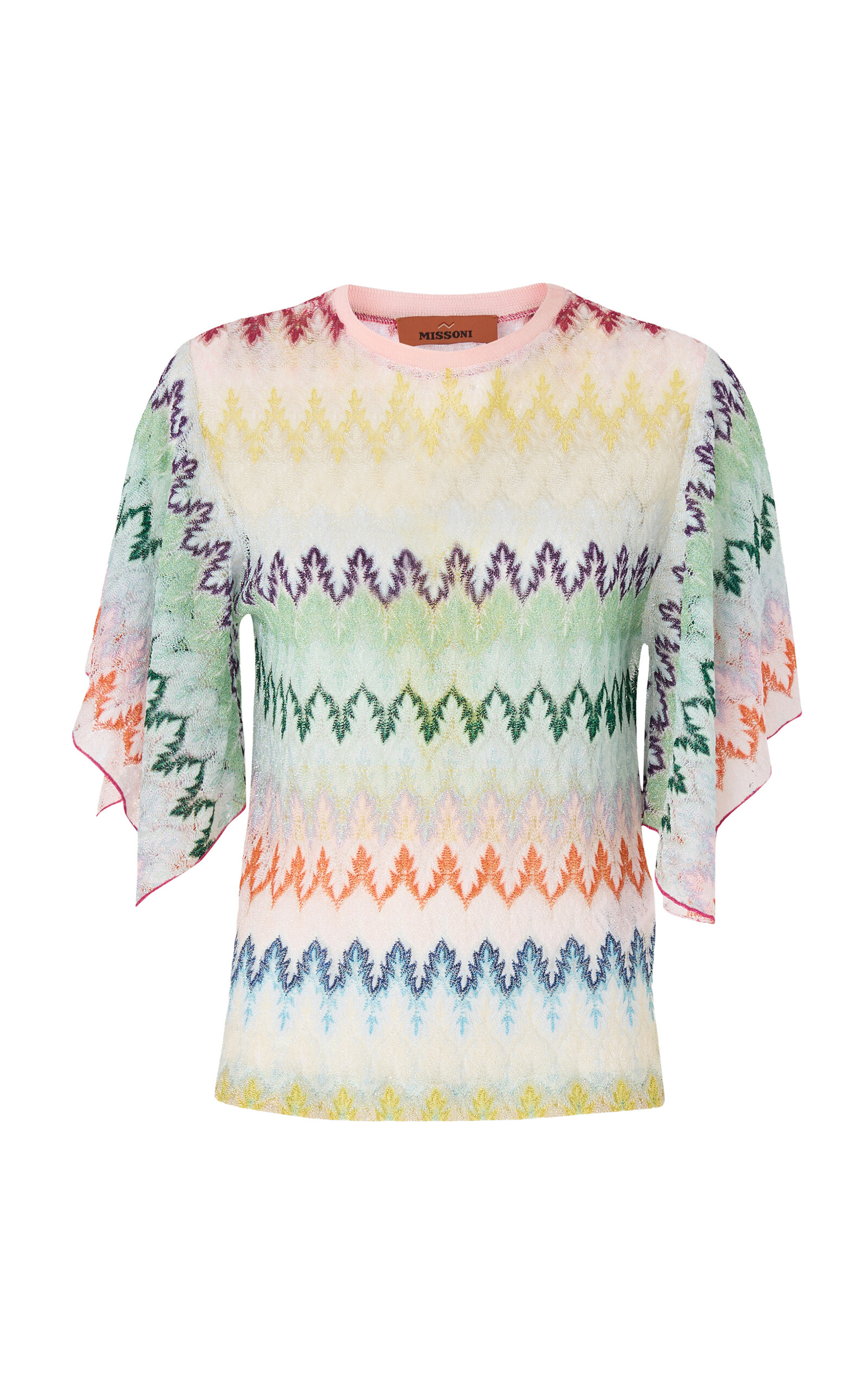Missoni Zig Zag Wide-sleeve Raschel Top In Multi