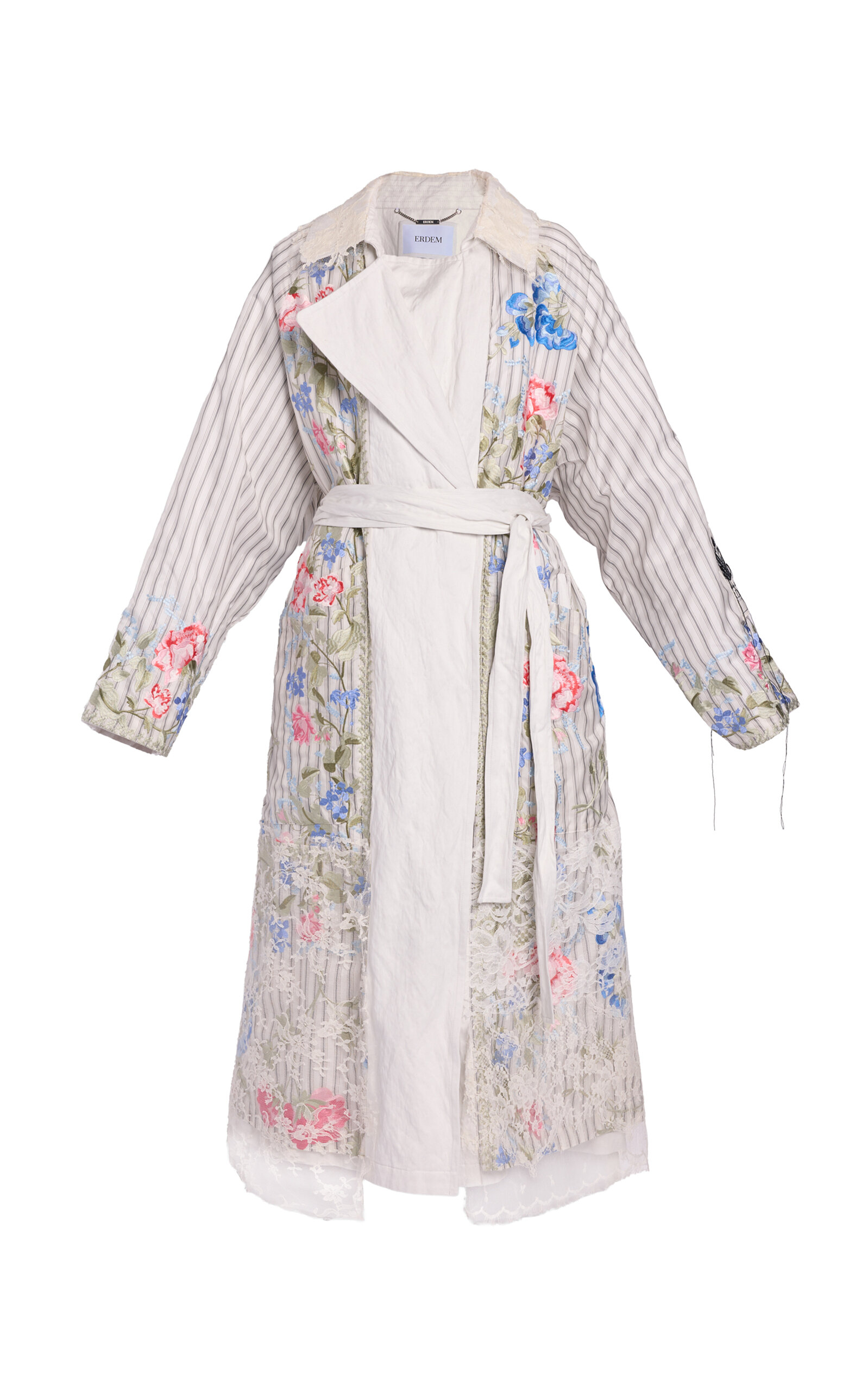 Erdem Embroidered Metalized-Cotton Trench Coat - White