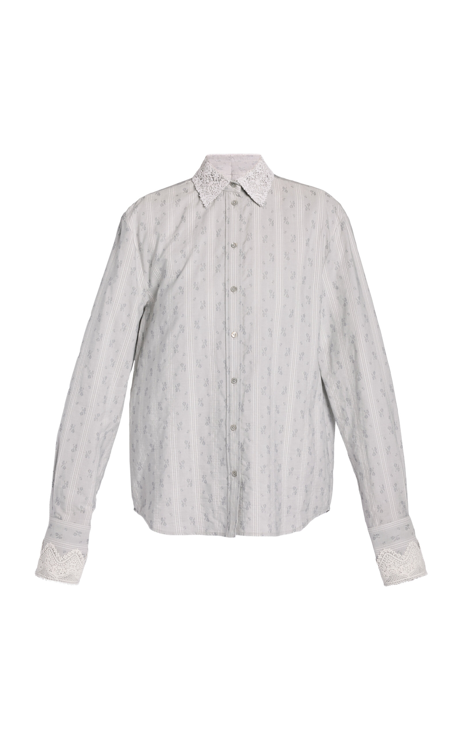 Erdem Striped Ditsy-cotton Shirt In Gray