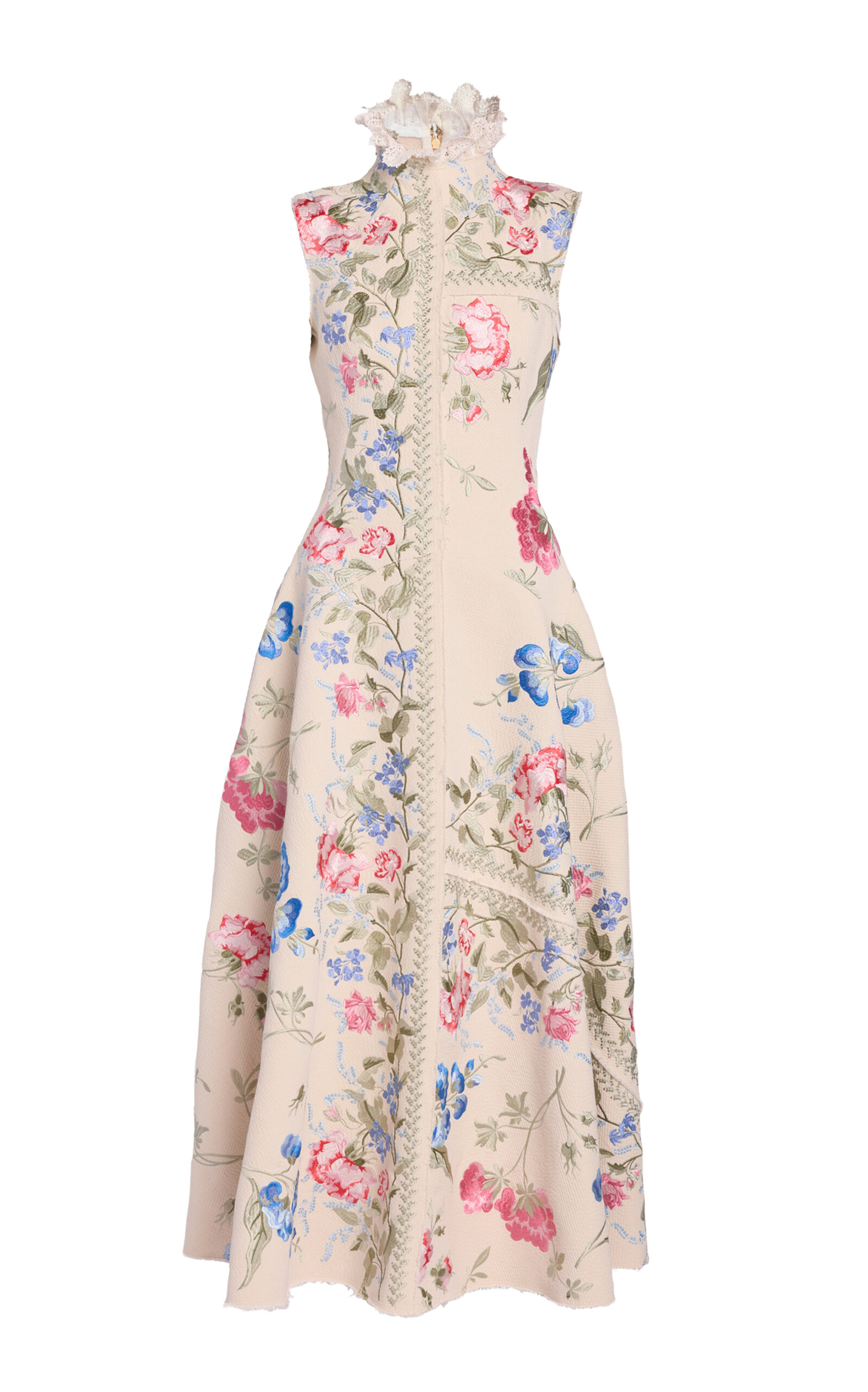 Erdem Embroidered Cotton-Twill Midi Dress