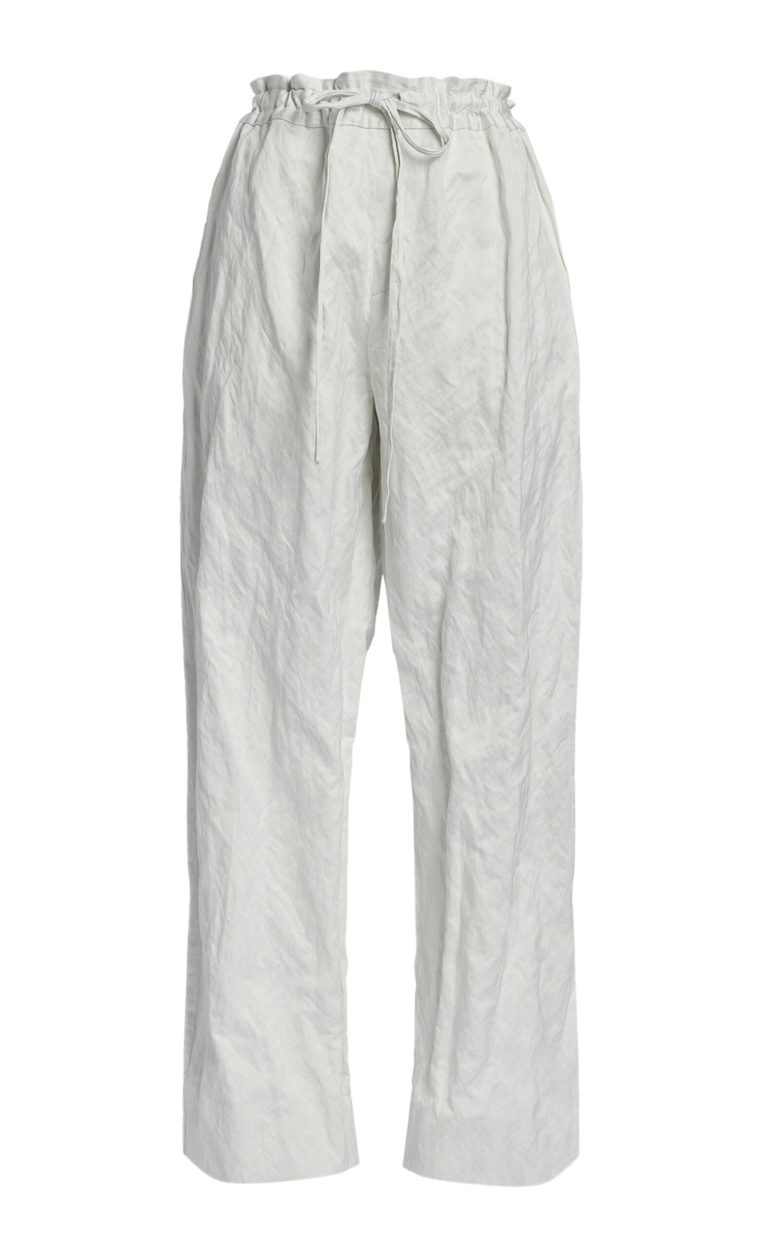 Erdem Drawstring Metalized-Cotton Wide-Leg Pants - White