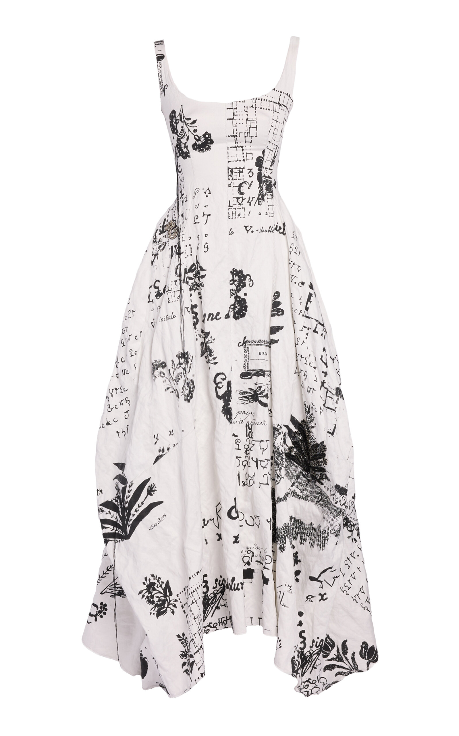 Erdem Printed Metalized-Cotton Midi Dress