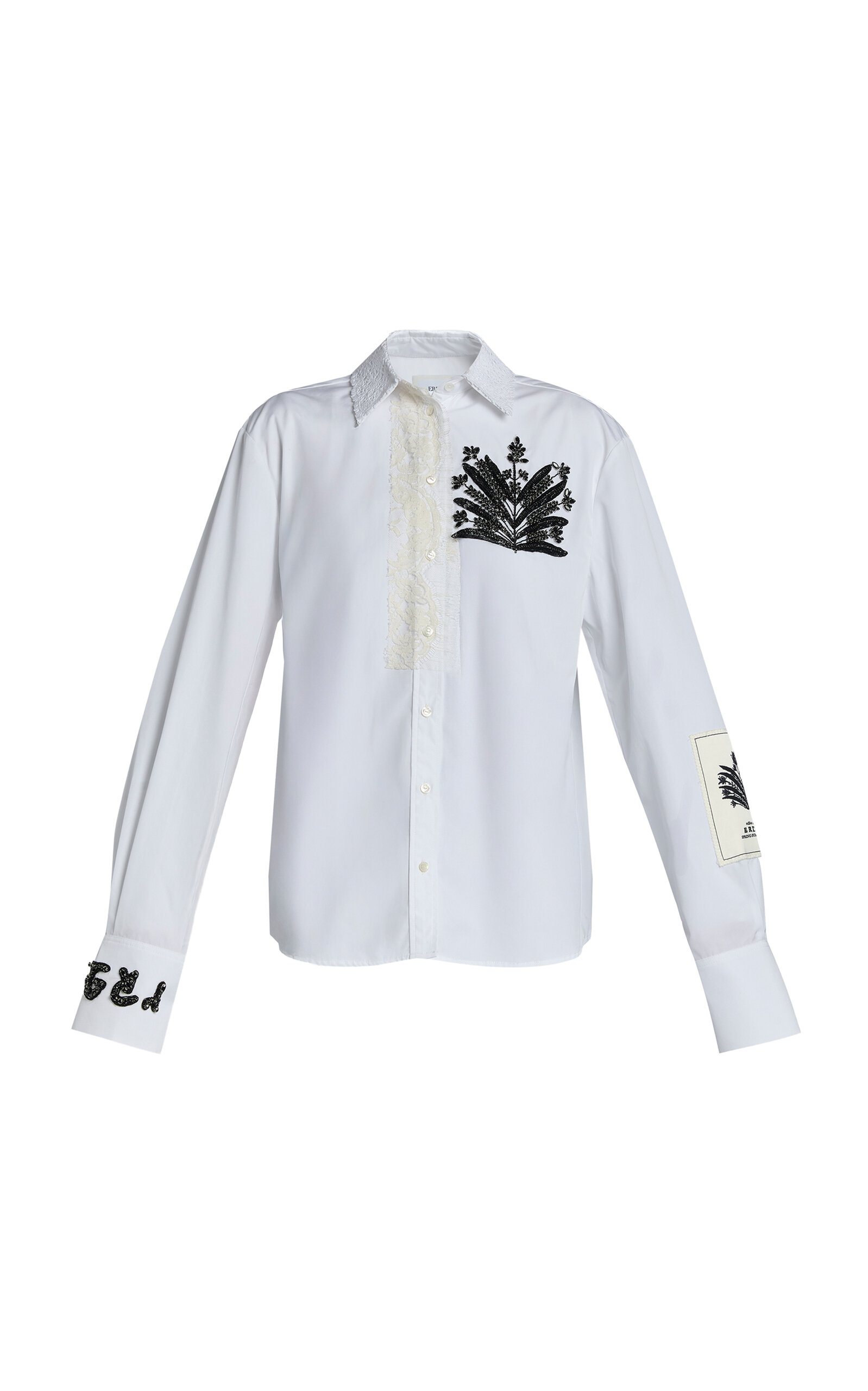 Erdem Embellished Cotton-poplin Shirt In White