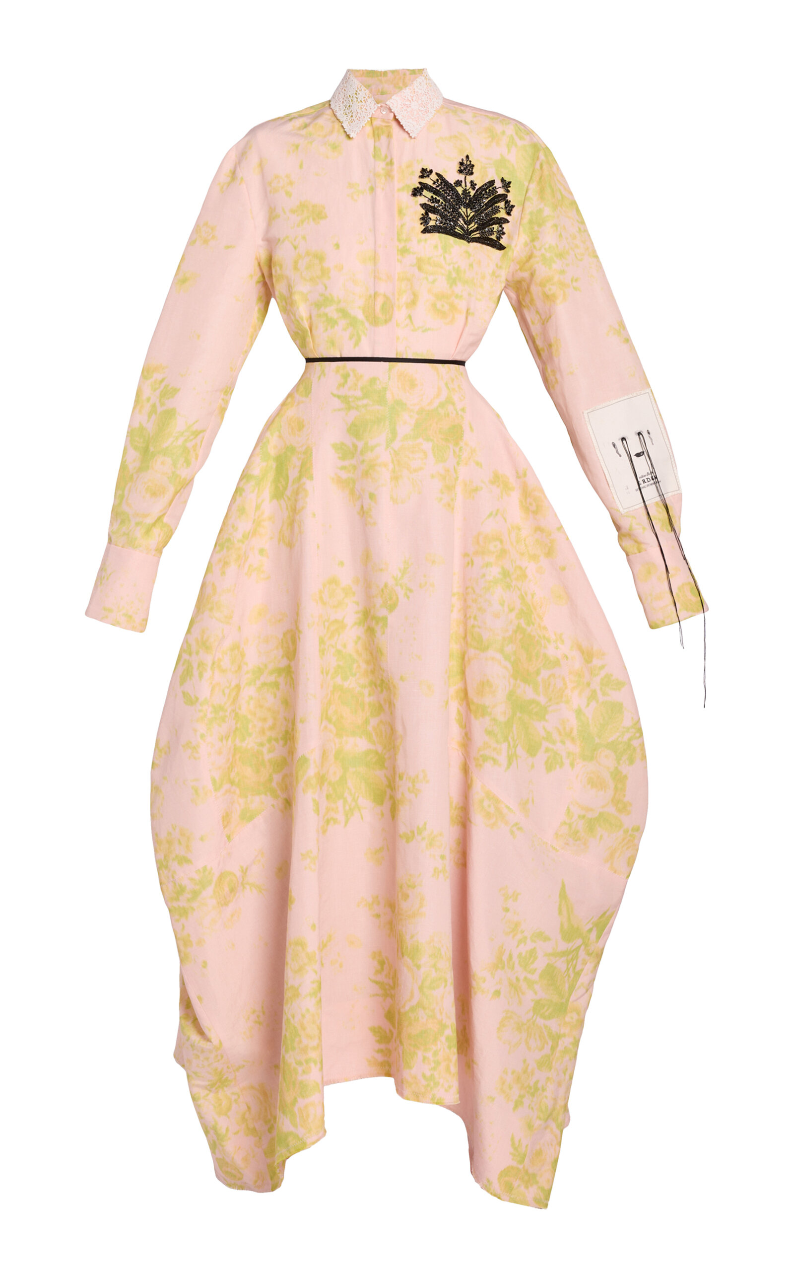 Erdem Floral Linen-chine Midi Dress In Pink