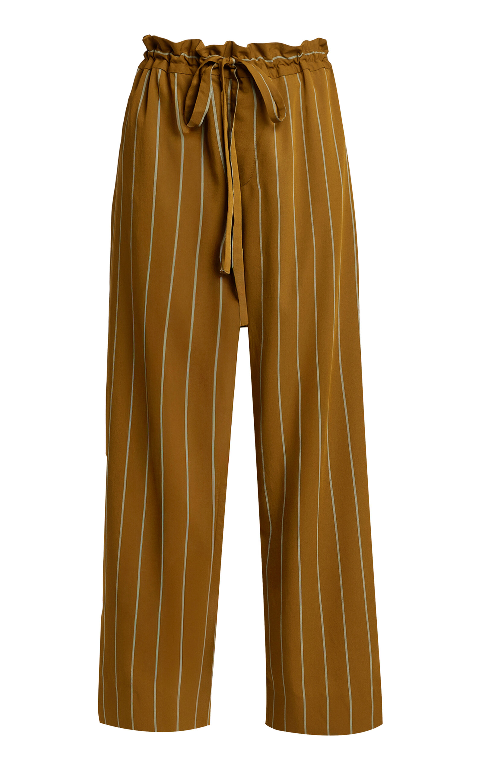 Erdem Striped Drawstring Wide-leg Pants In Brown