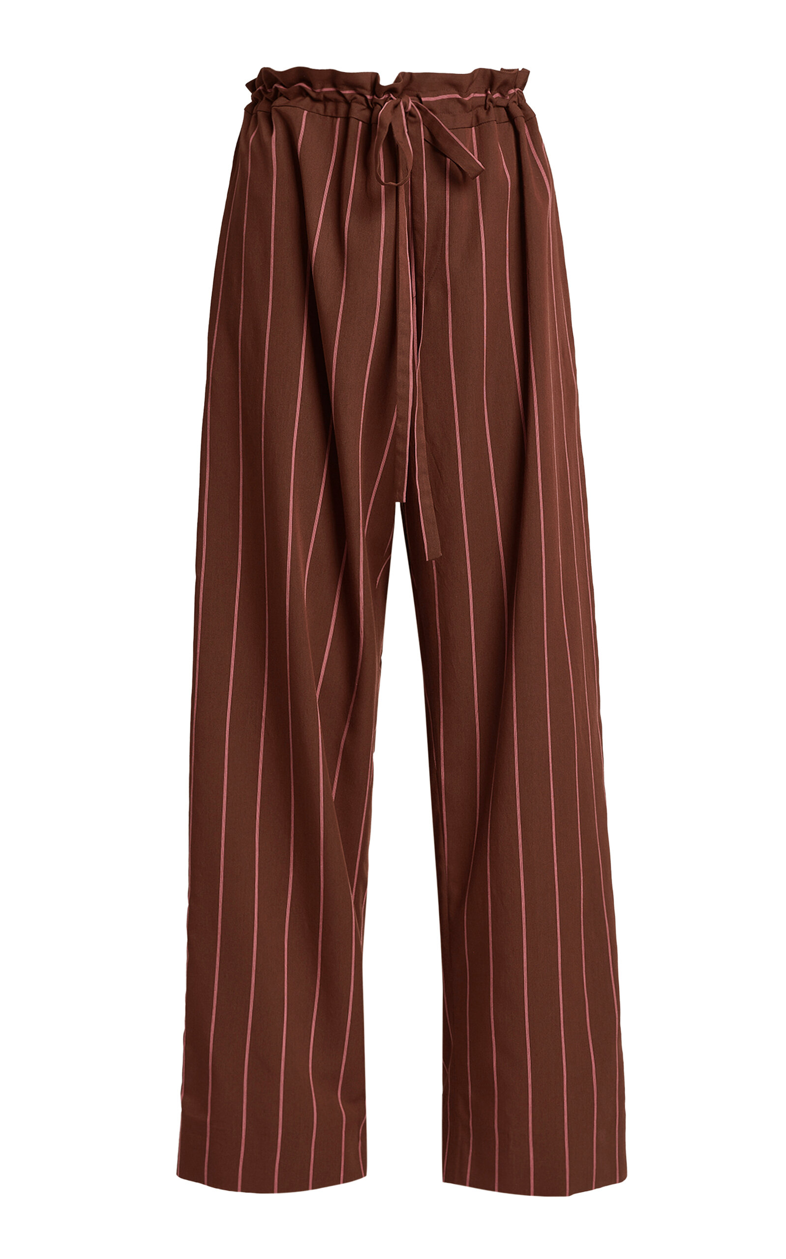 Erdem Striped Drawstring Wide-leg Pants In Brown