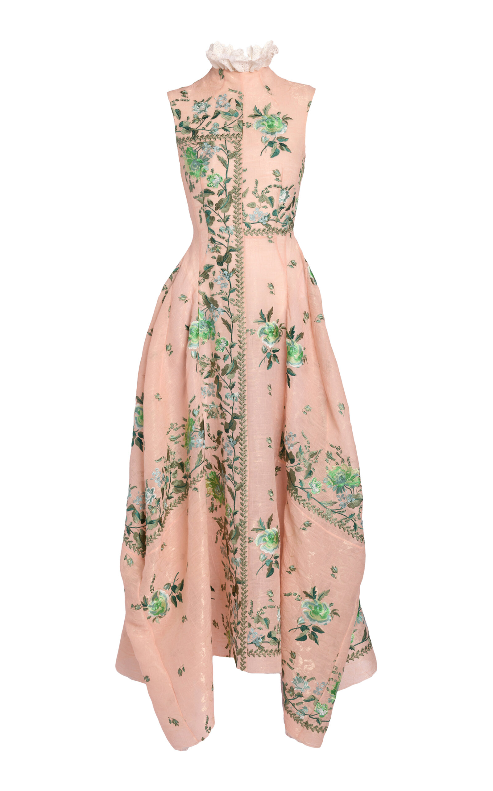 Erdem Embroidered Organza Midi Dress - Nude
