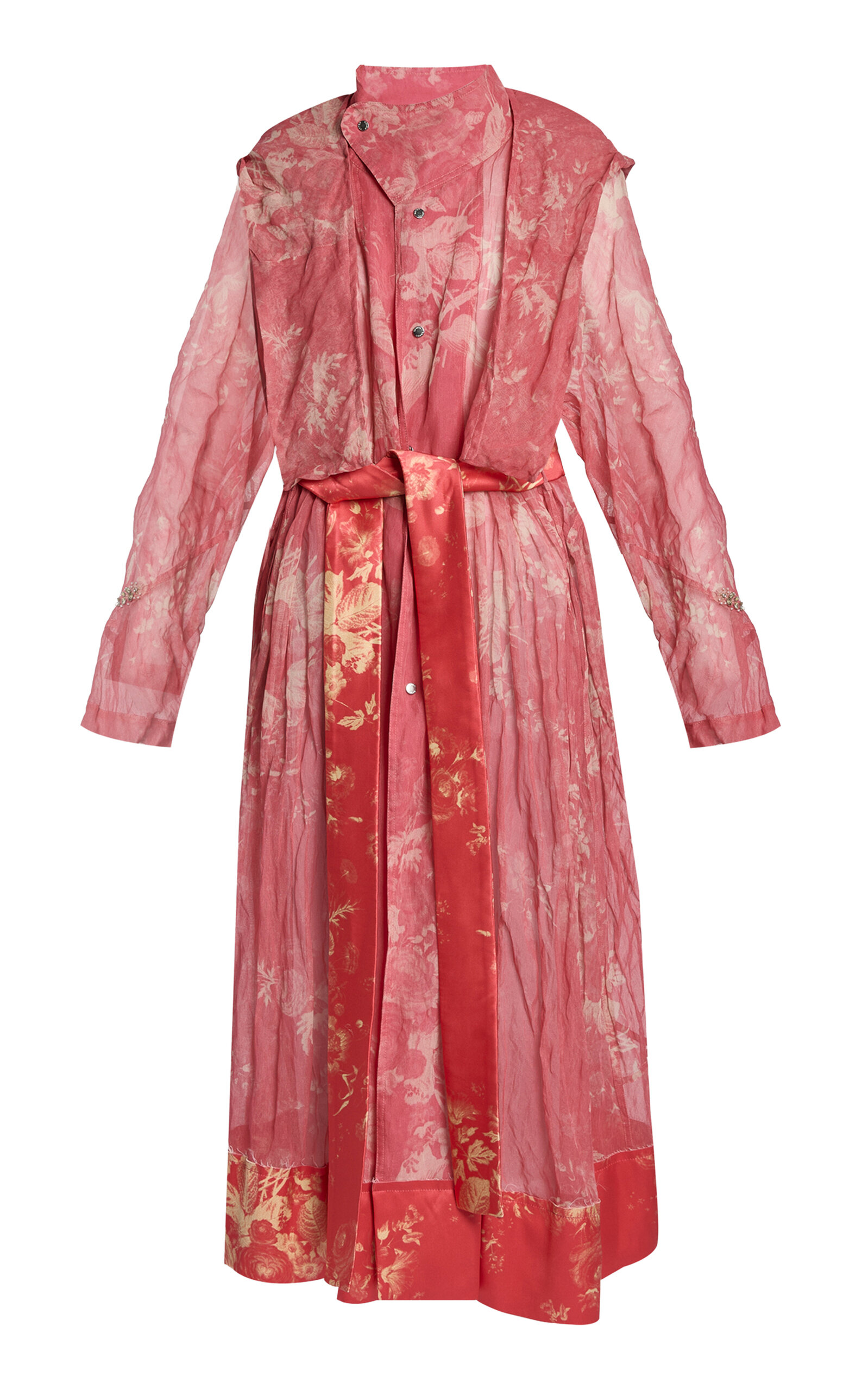 Erdem Floral Organza Cloque Trench Coat - Pink