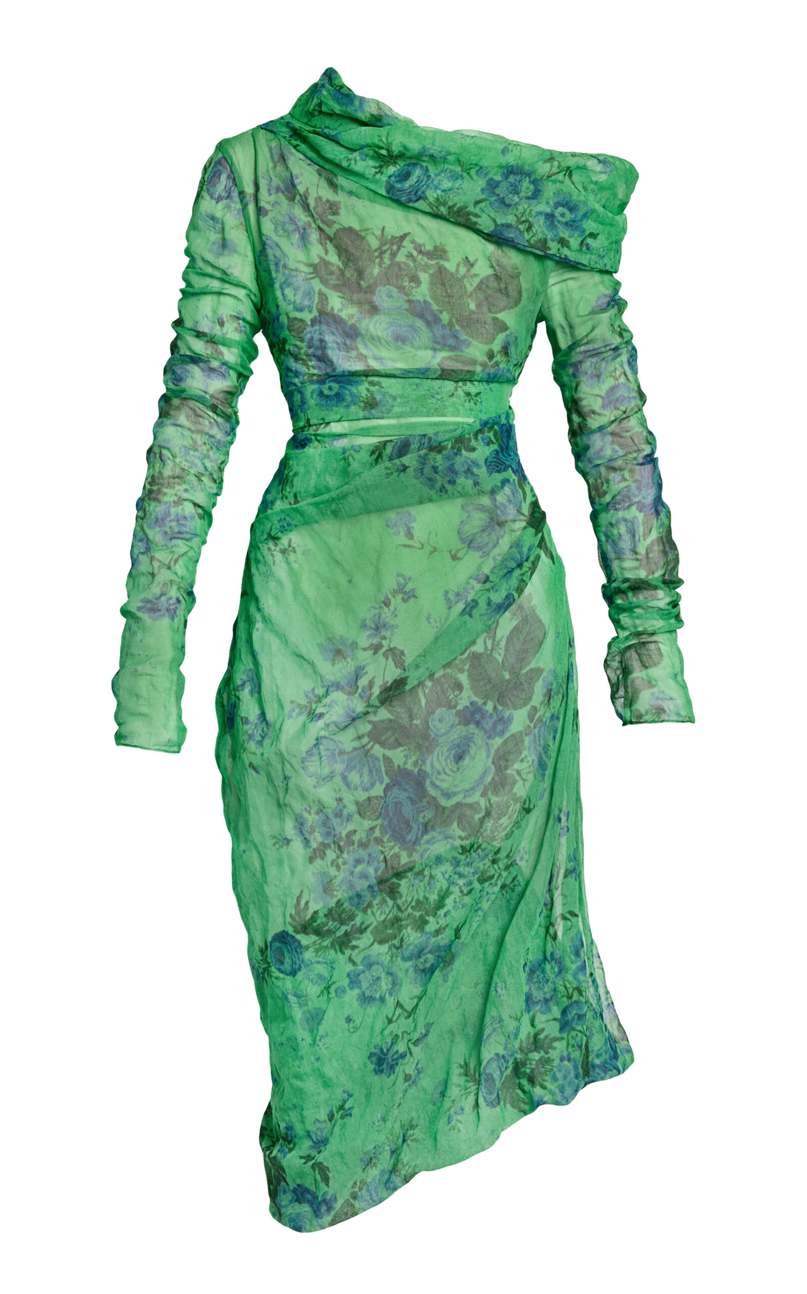 Erdem Floral Organza Cloque Midi Dress - Green