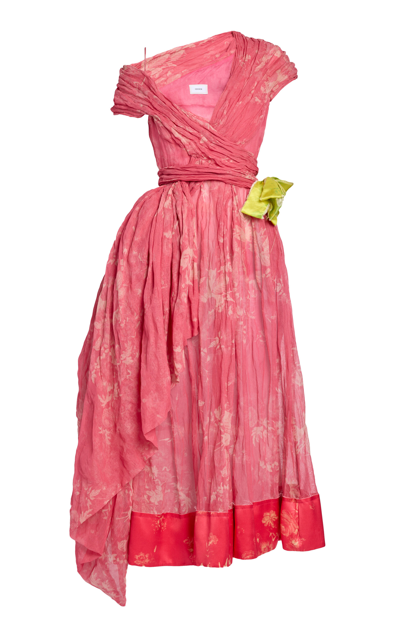 Erdem Draped Organza Cloque Midi Dress - Pink