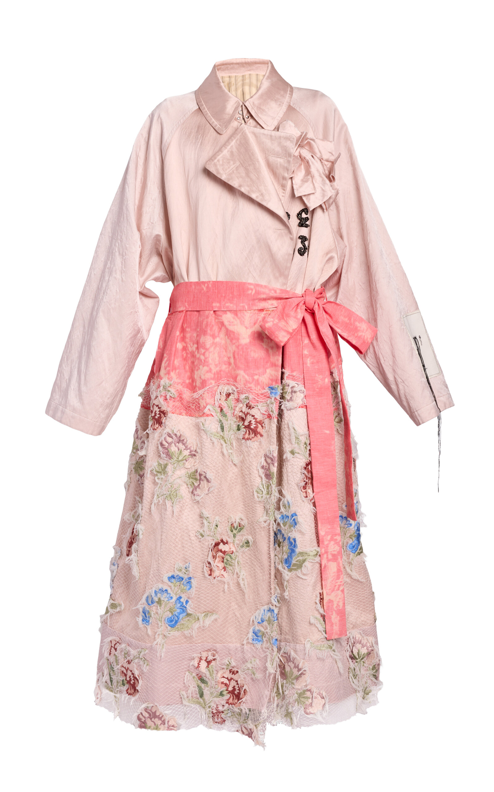 Erdem Embellished Textured Satin Trench Coat - Light Pink