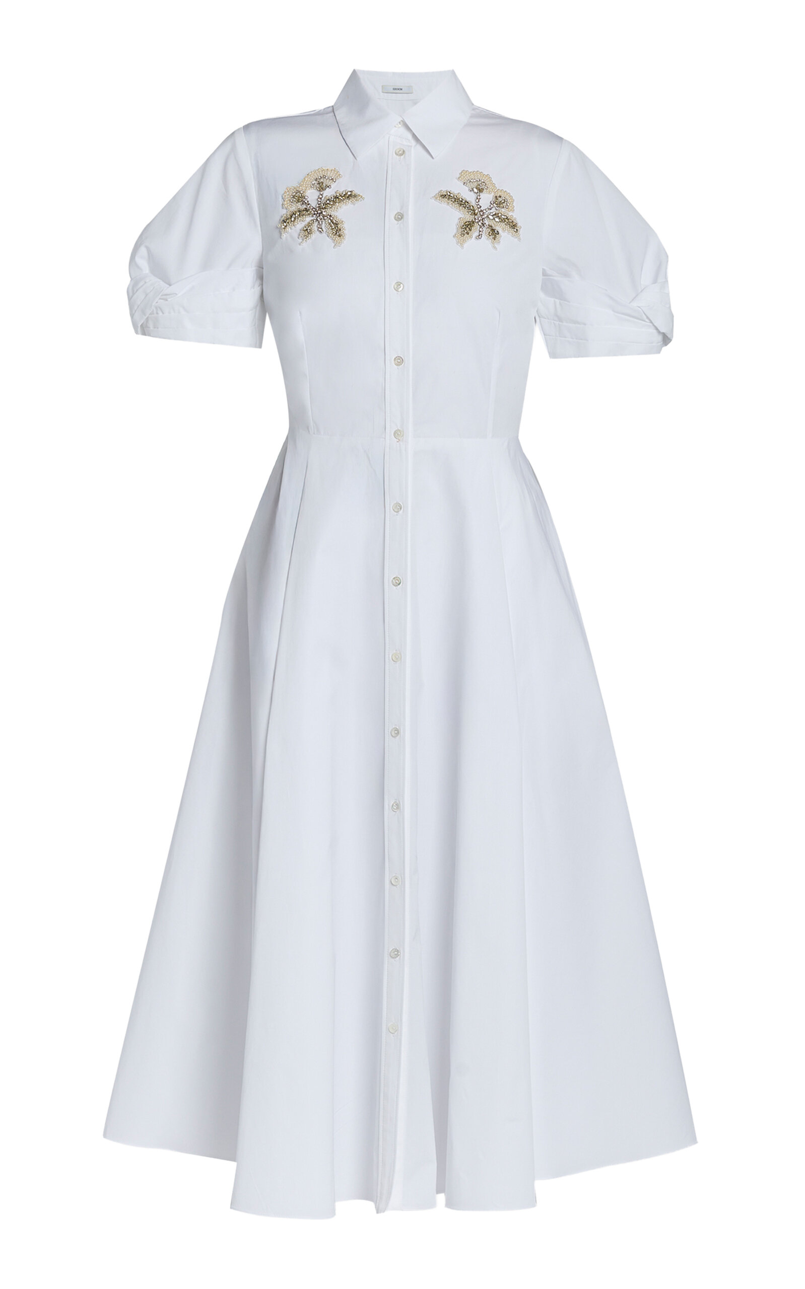 Erdem Appliquéd Organic-Cotton Midi Dress - White