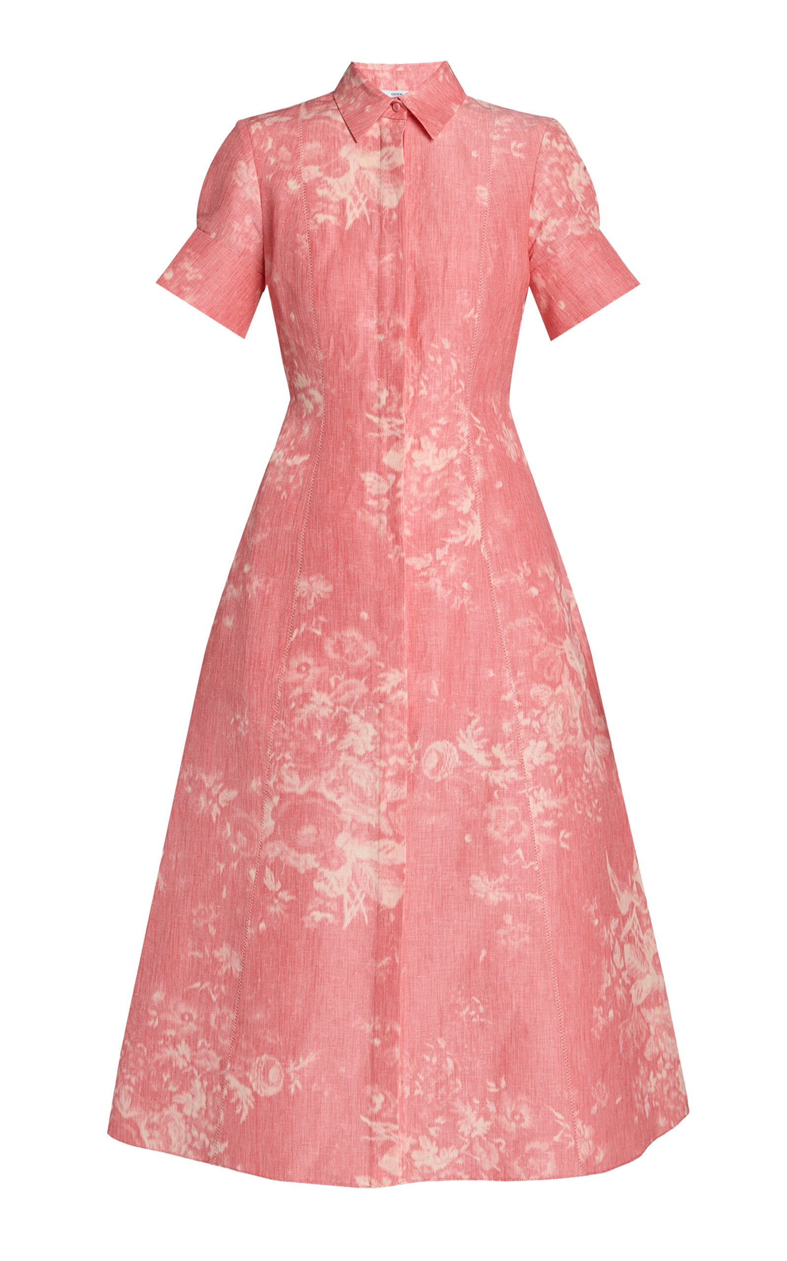 Erdem Floral Linen-Chine Midi Shirt Dress - Pink