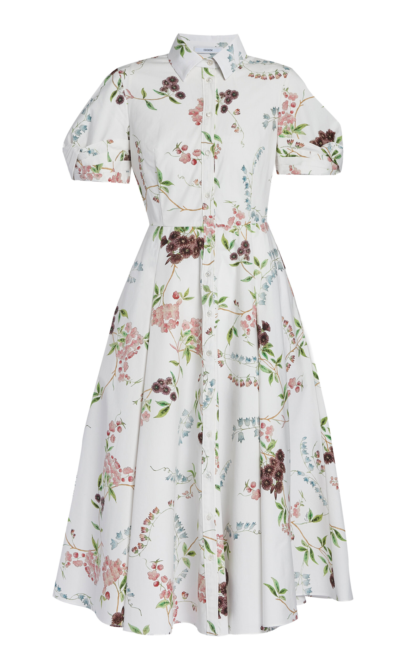 Erdem Printed Organic-Cotton Midi Shirt Dress - White