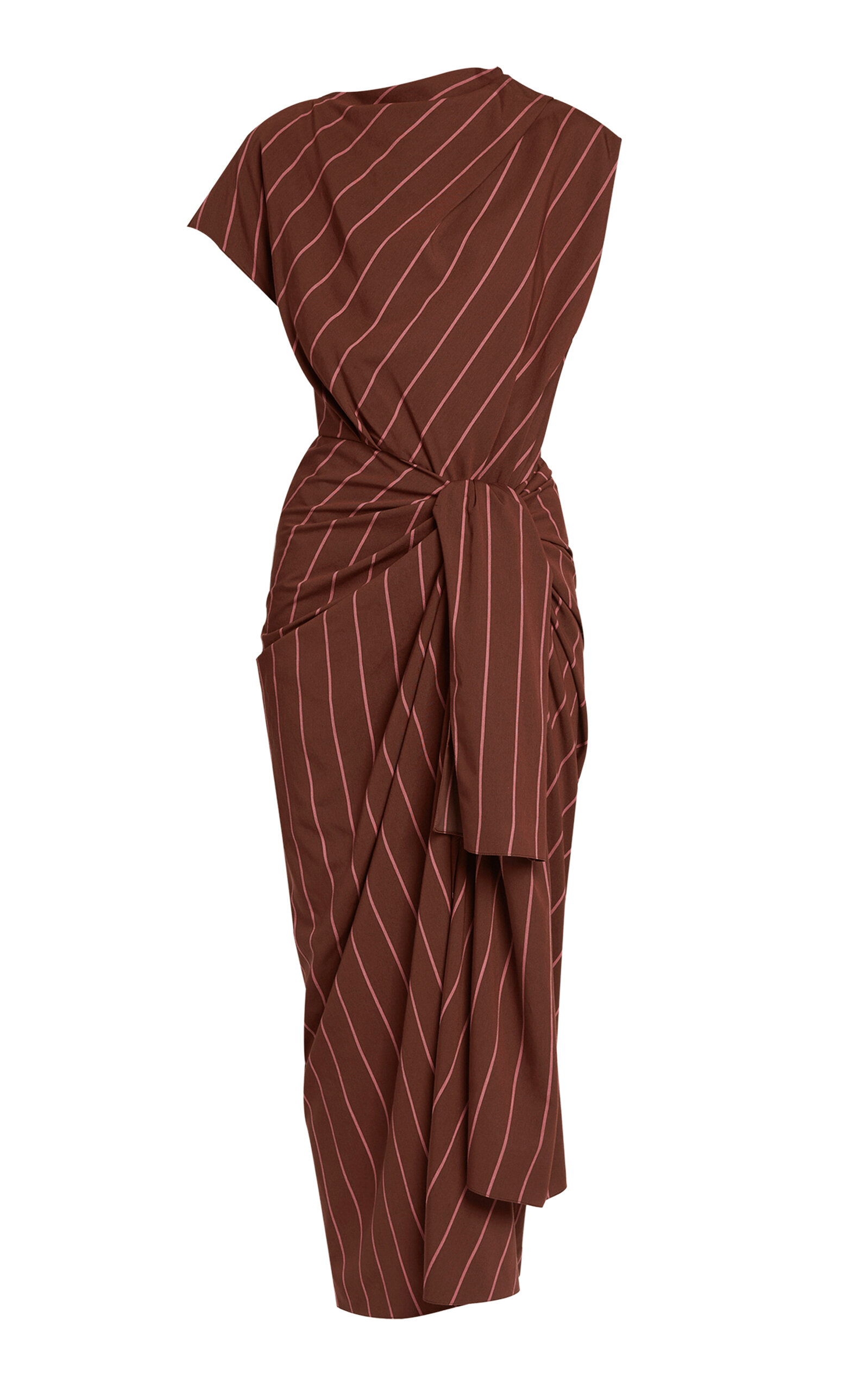 Erdem Striped Draped Midi Dress - Brown