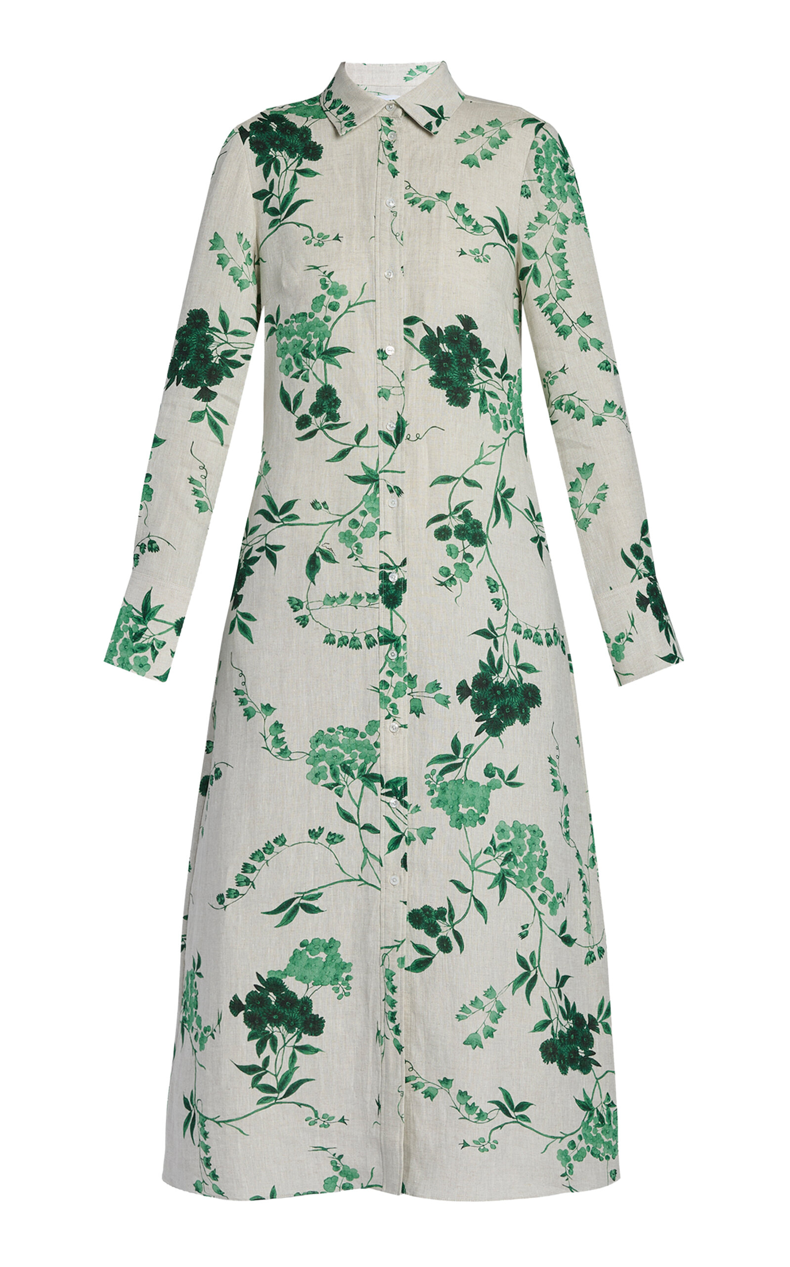 Erdem Floral Linen Midi Dress - Green