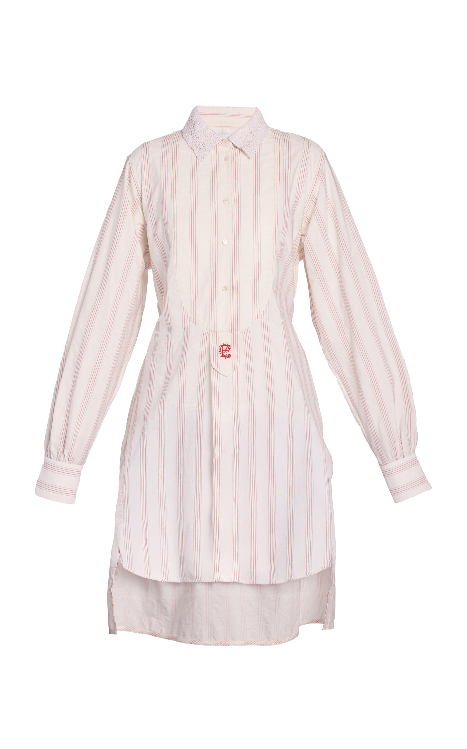 Erdem Striped Ditsy-Cotton Mini Shirt Dress - Ivory