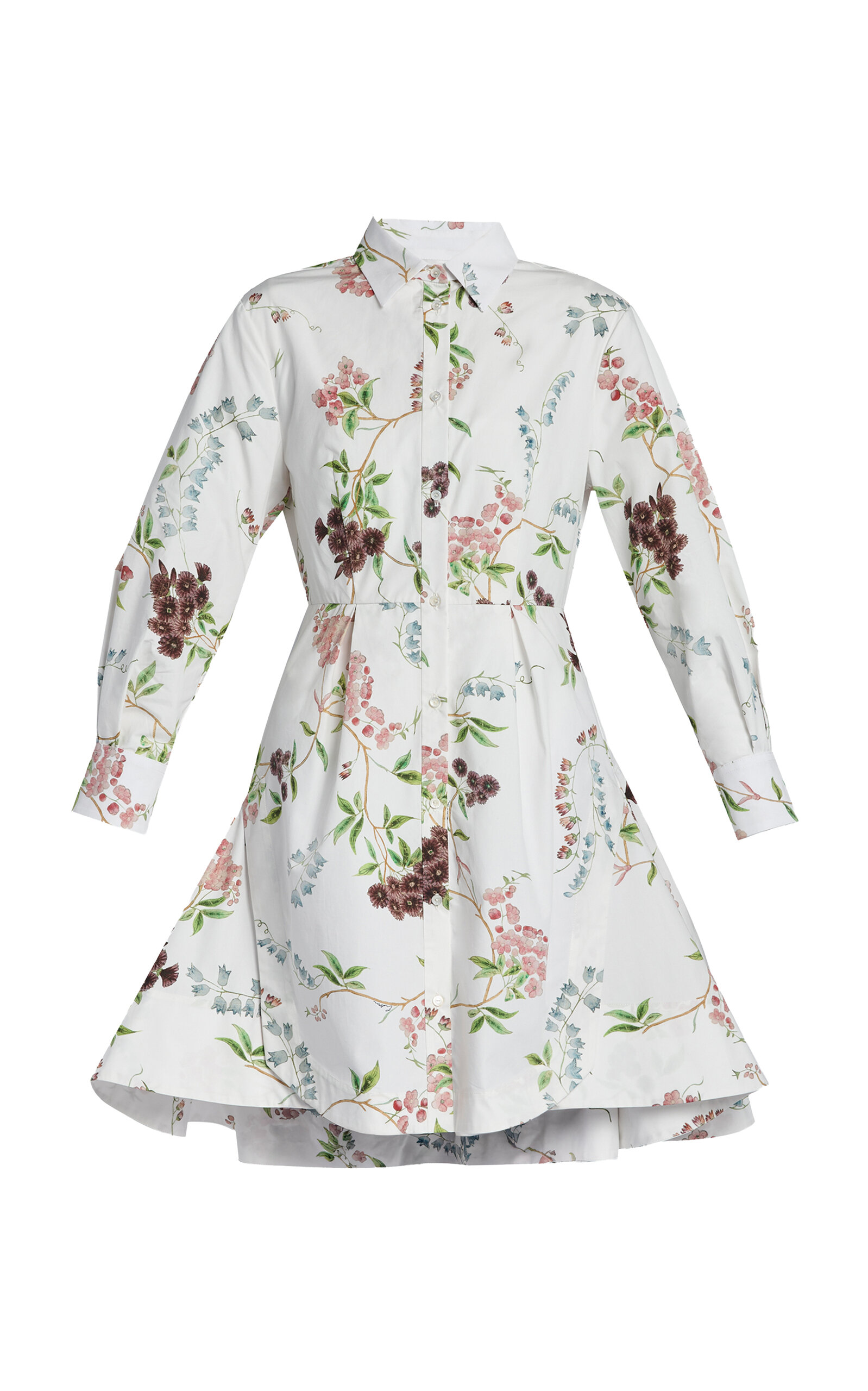 Erdem Floral Organic Cotton Mini Shirt Dress - White