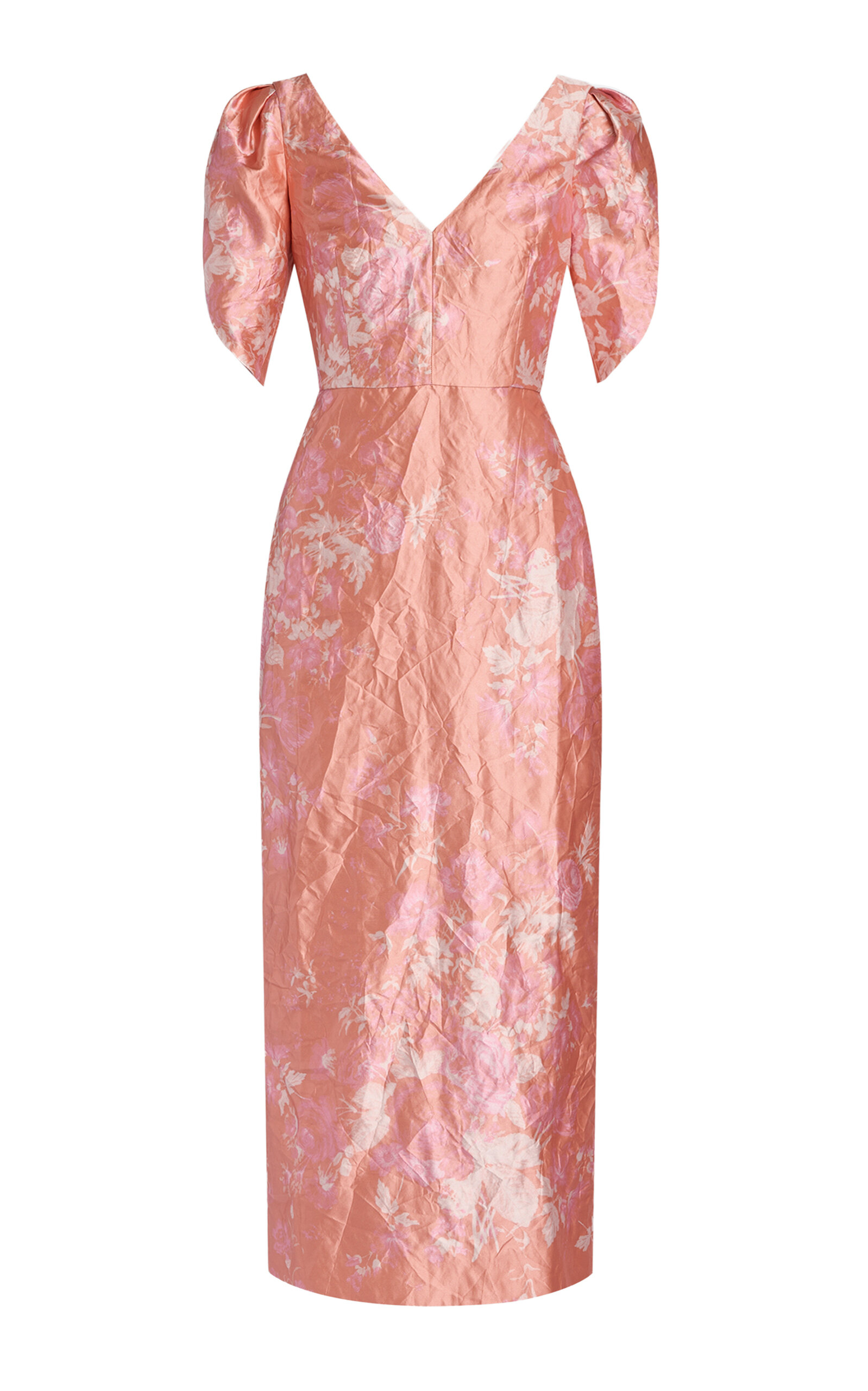 Erdem Floral Textured-Satin Midi Pencil Dress - Pink