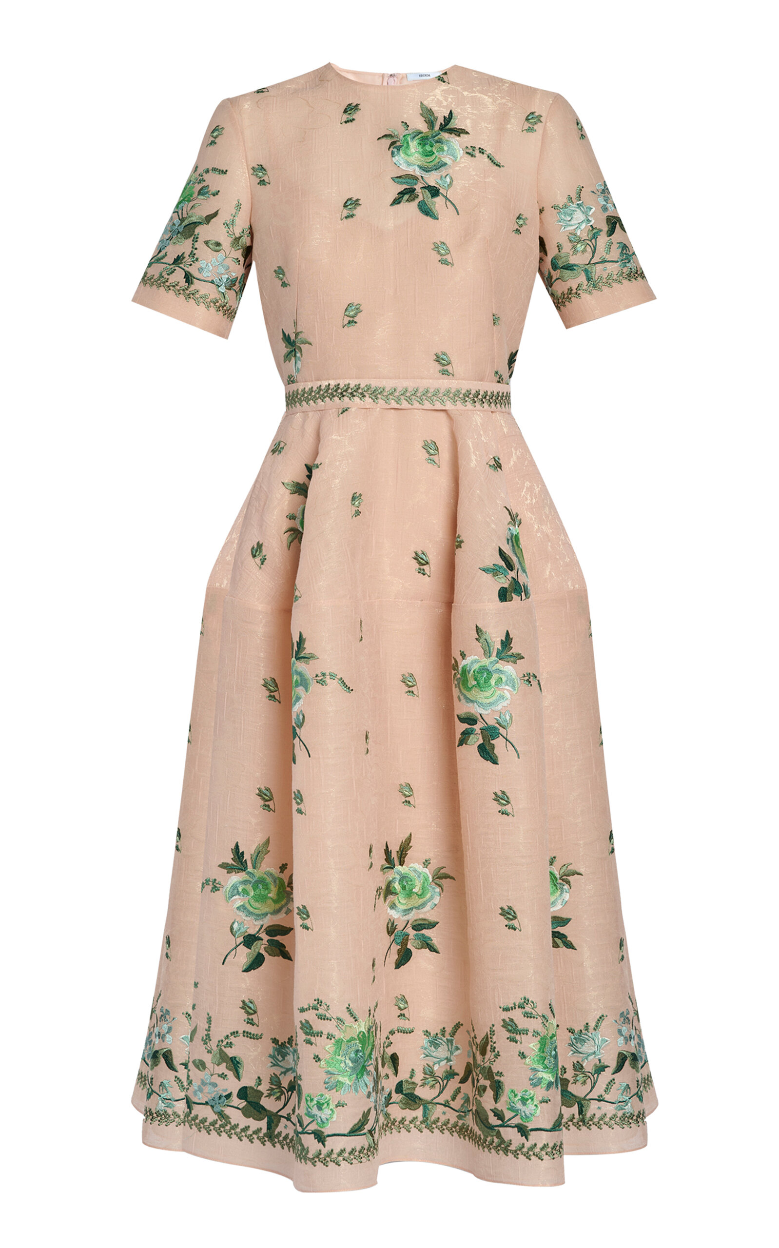 Erdem Embroidered Organza Fit-And-Flared Midi Dress - Nude