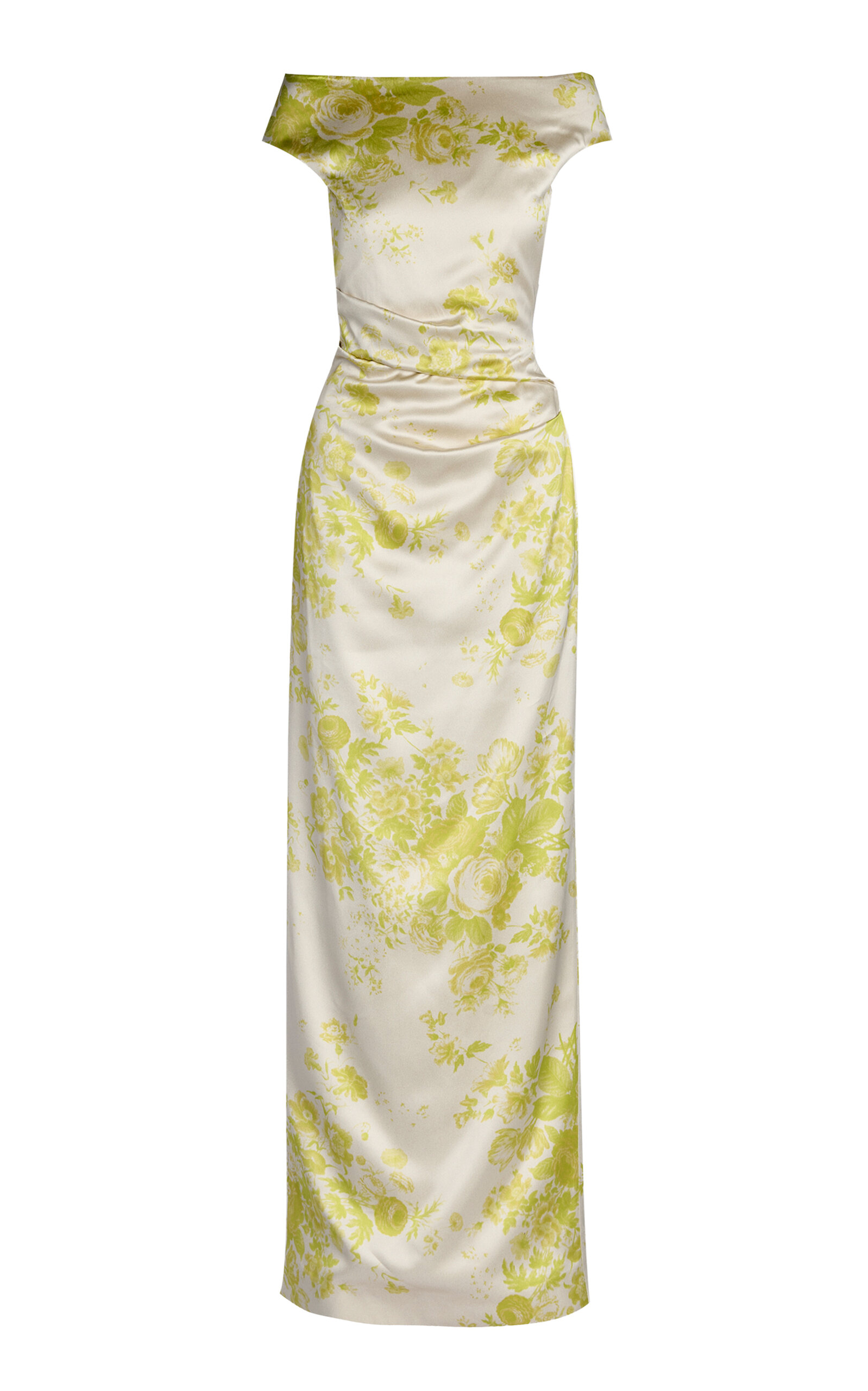 Erdem Floral Off-The-Shoulder Duchess Gown - Lime Green