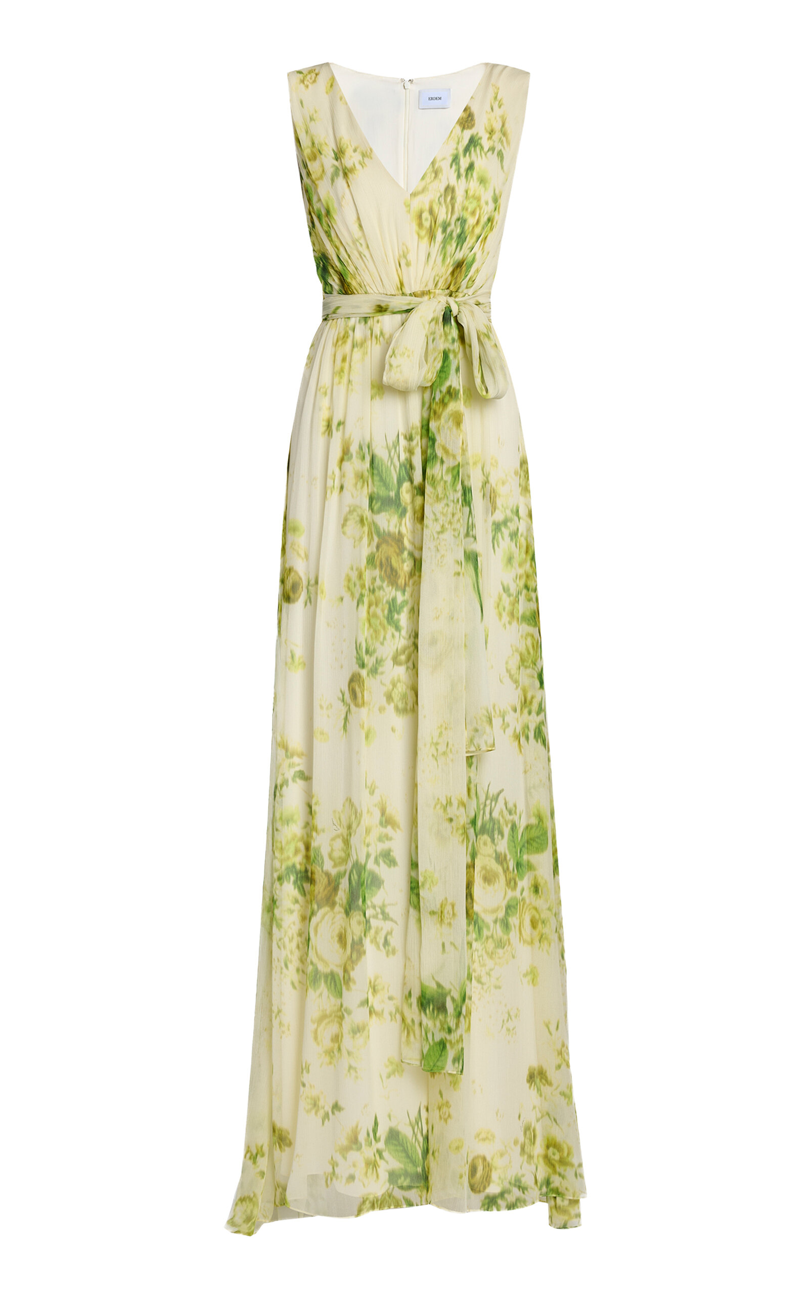 Erdem Floral Silk-Creponne Gown - Lime Green
