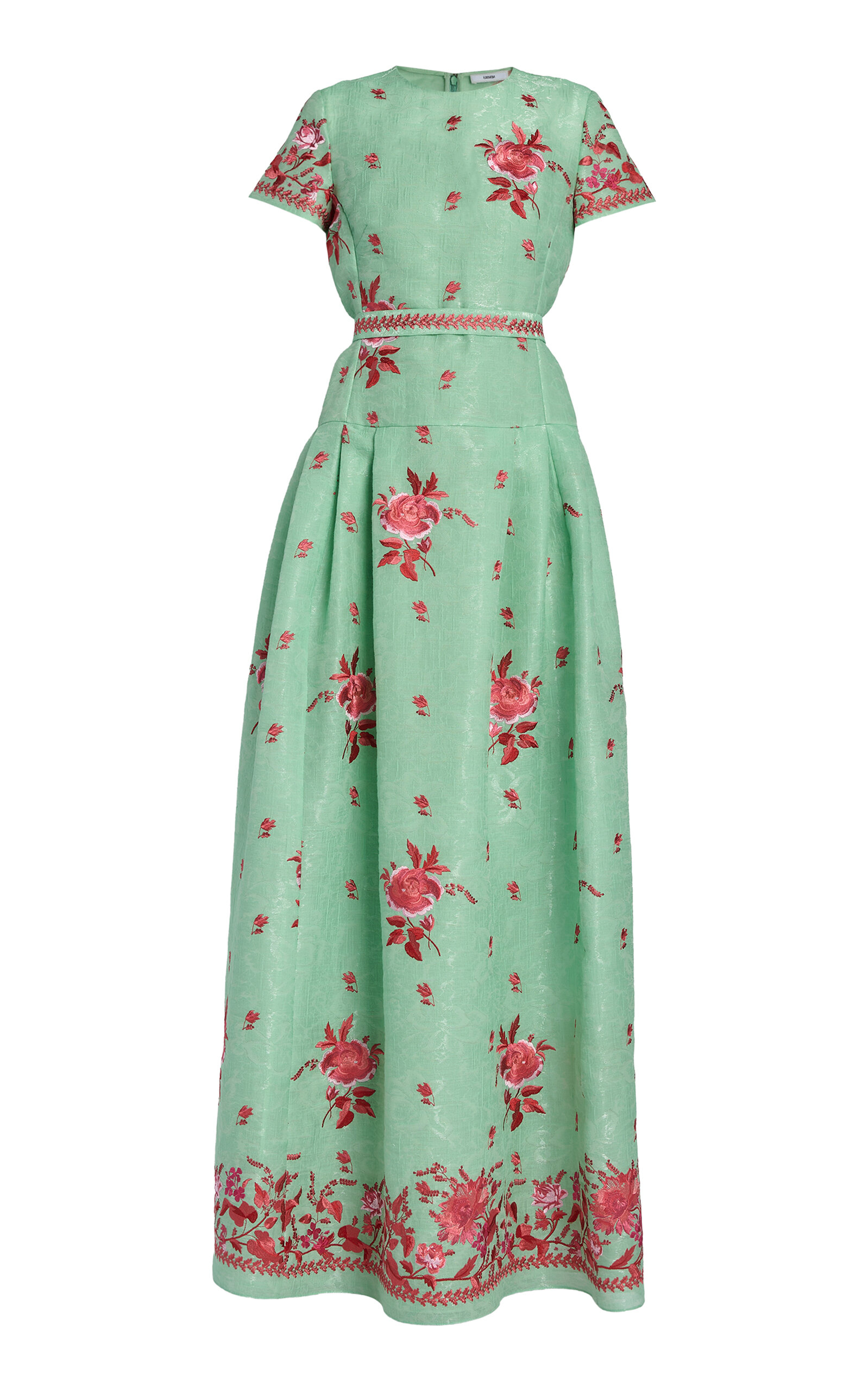 Erdem Embroidered Organza Gown - Green