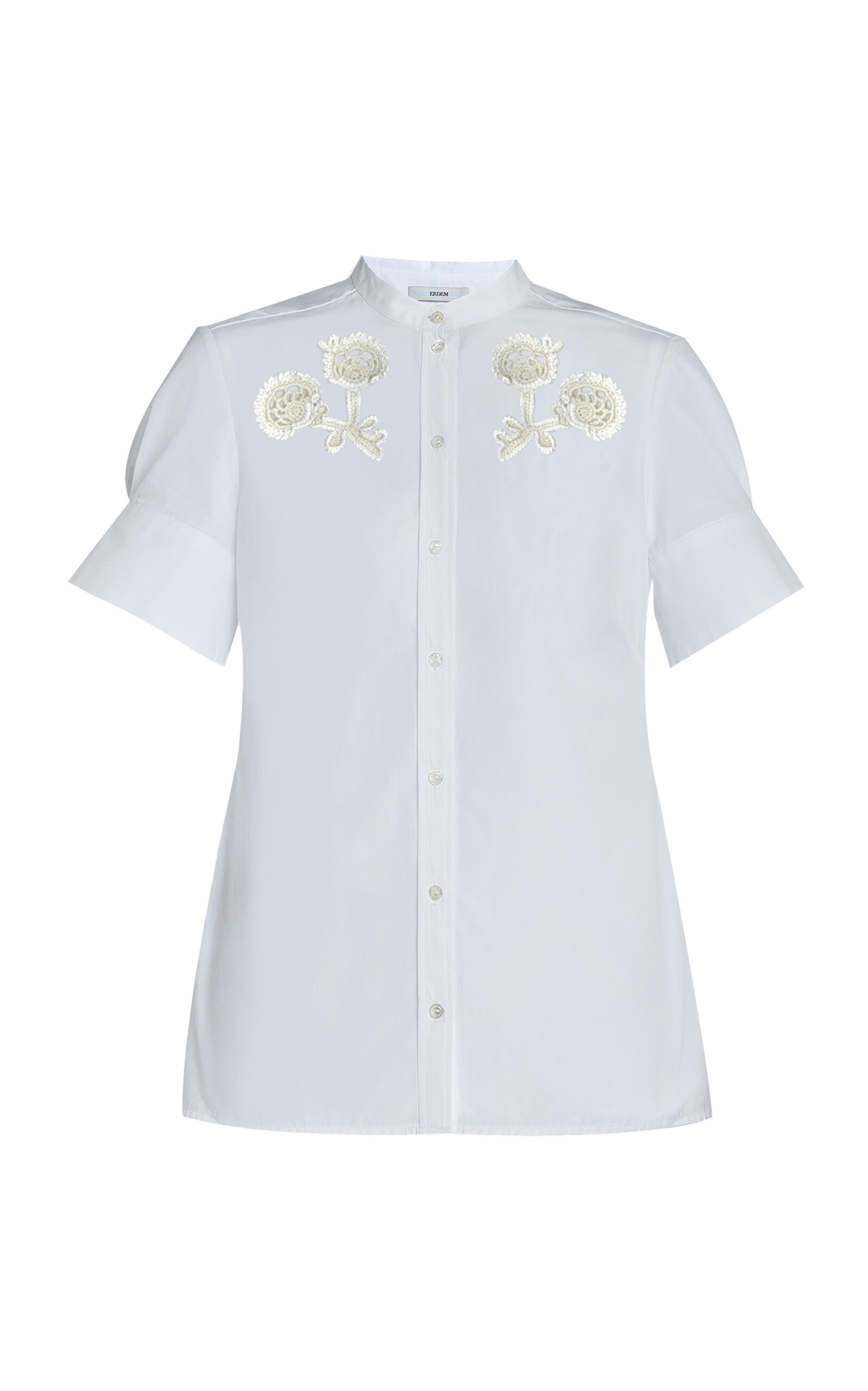 Erdem Appliquéd Organic-cotton Top In Blue