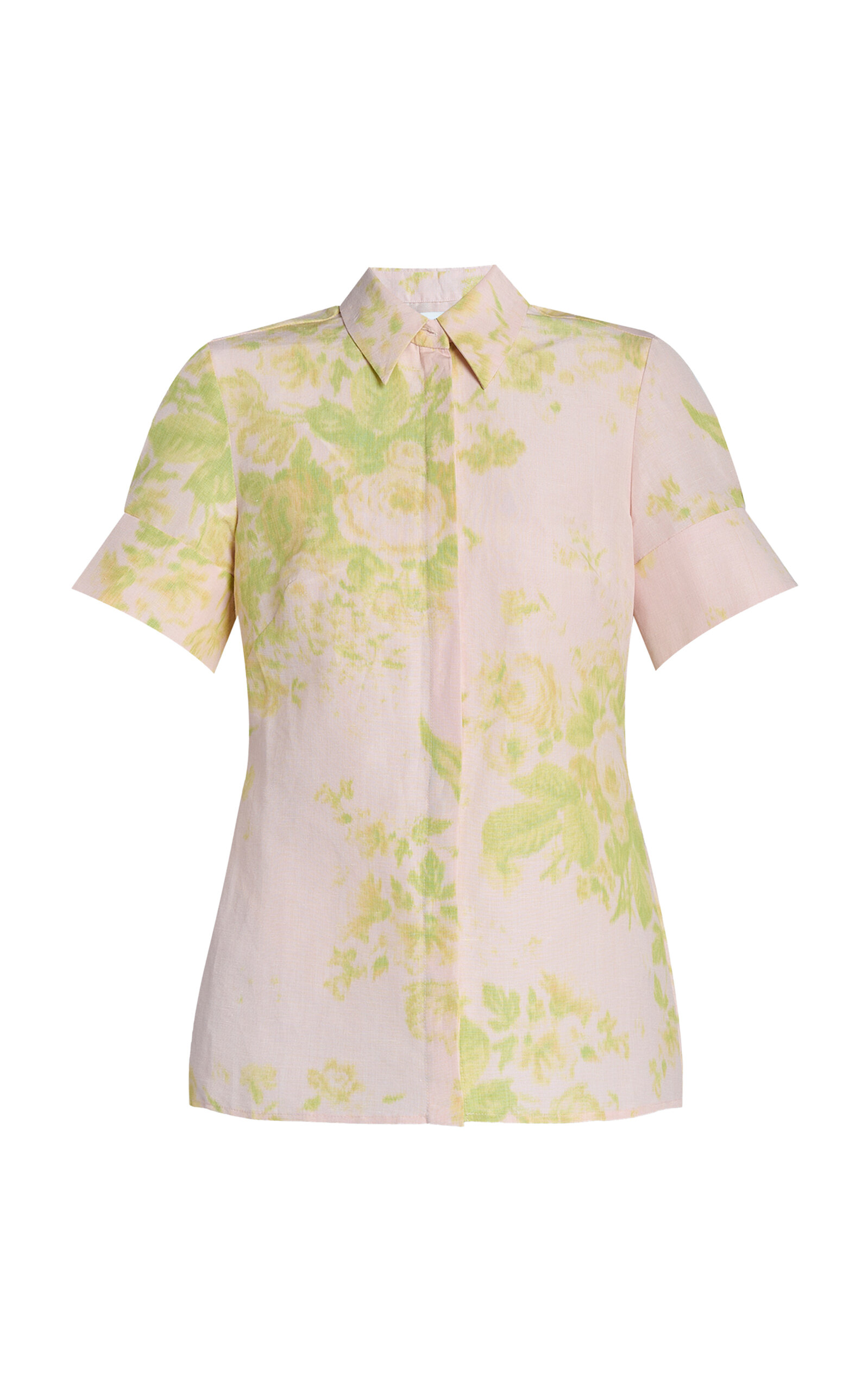 Erdem Floral Linen-chine Top In Multi