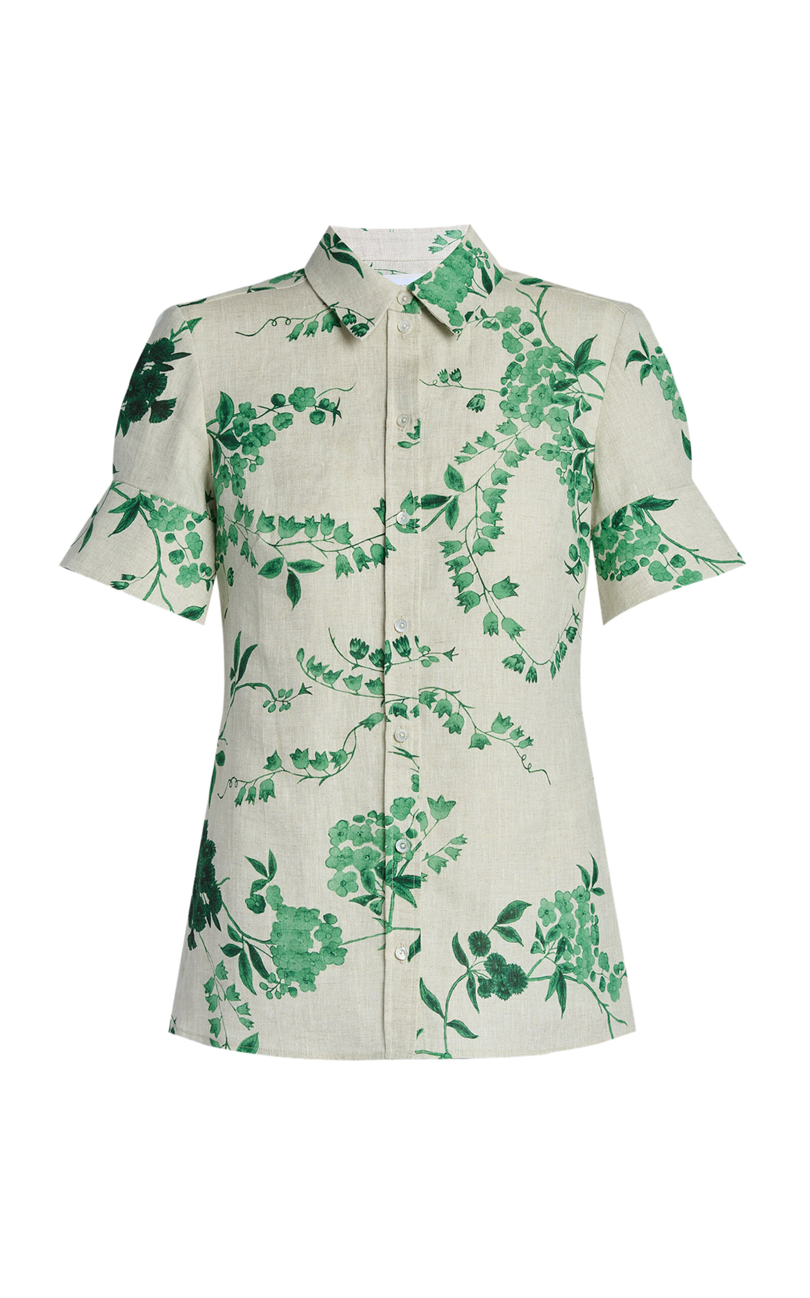 Erdem Floral Linen Chine Top - Green
