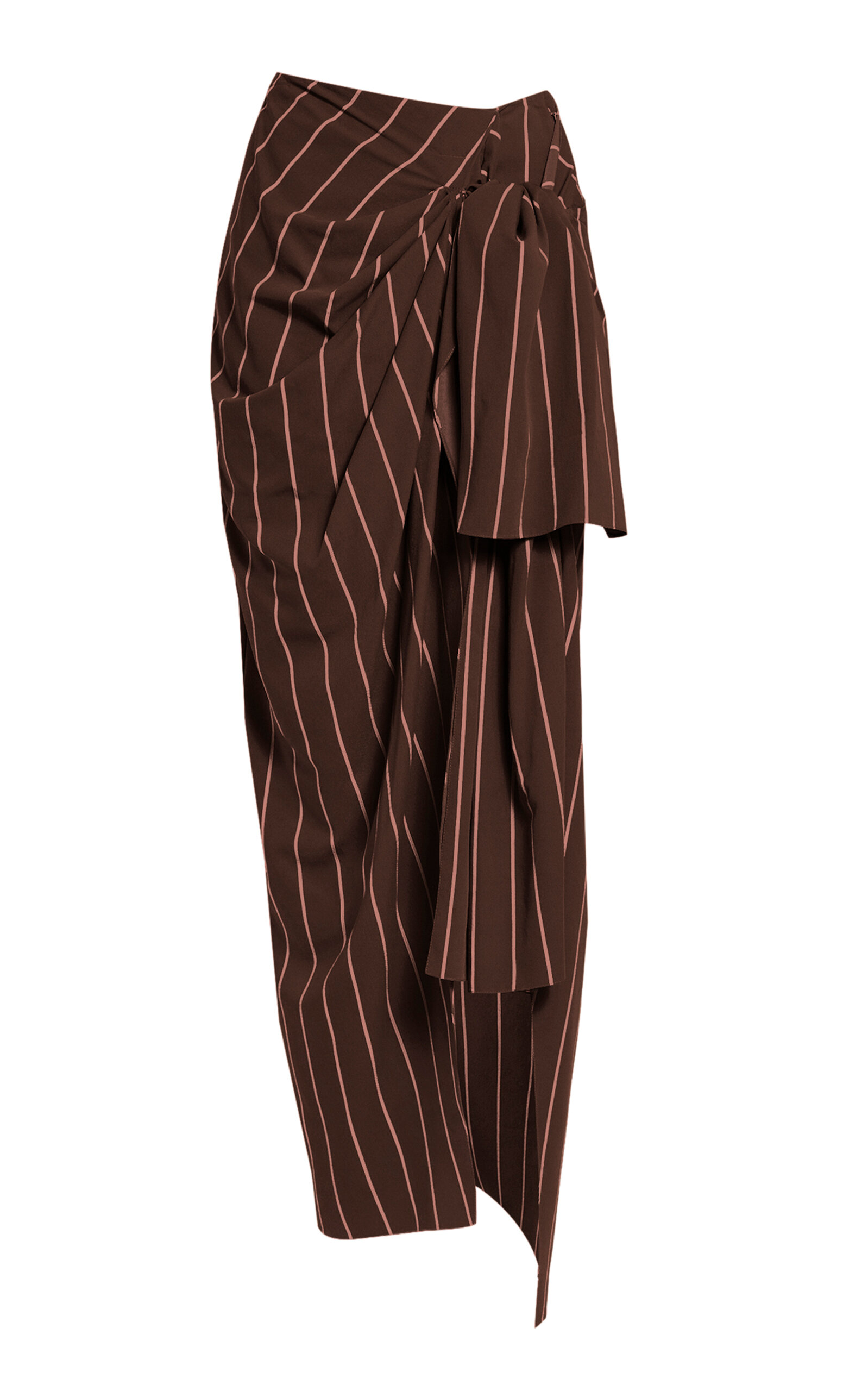 Erdem Striped Draped Midi Skirt - Brown