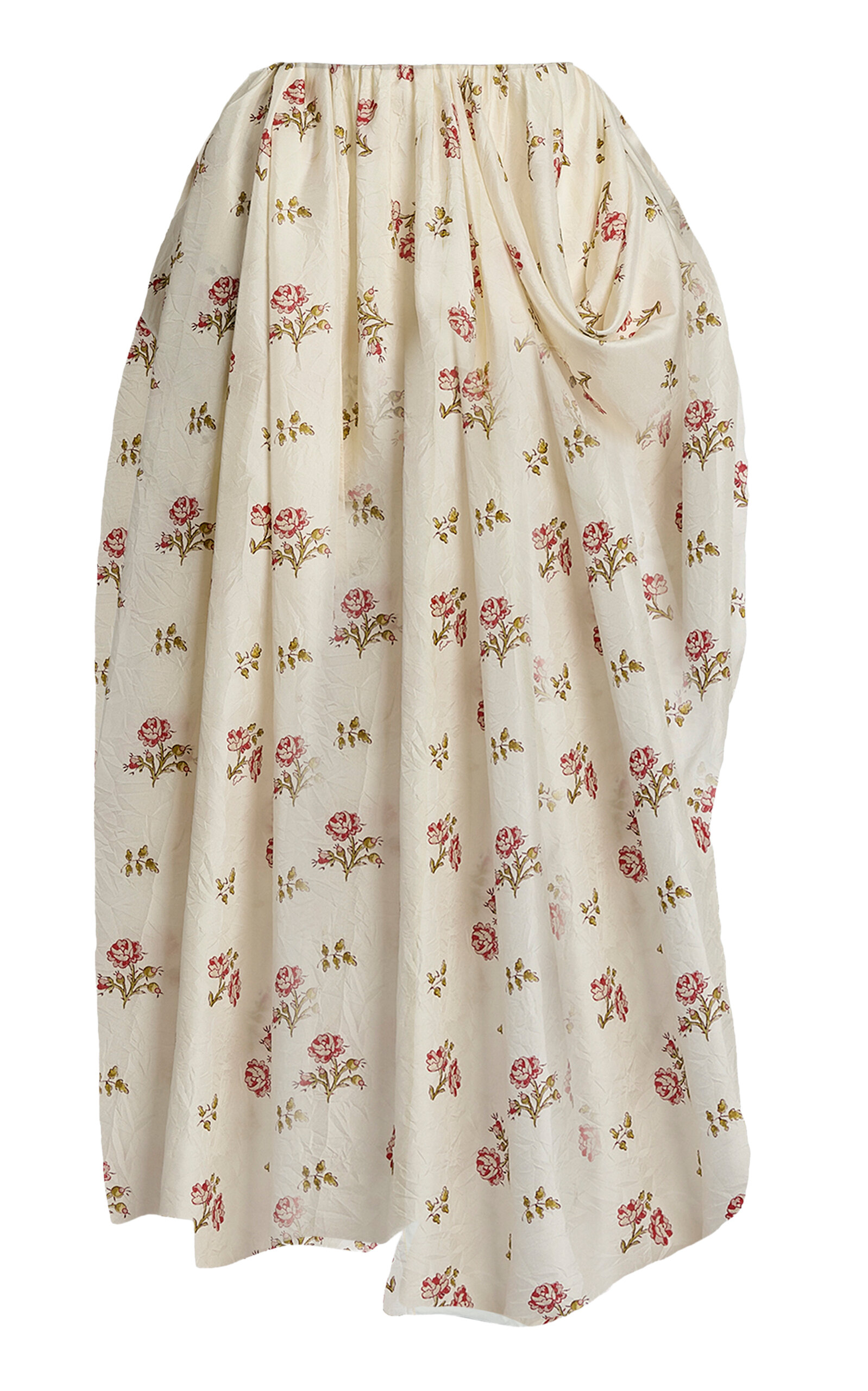 Erdem Floral Silk Midi Skirt In White