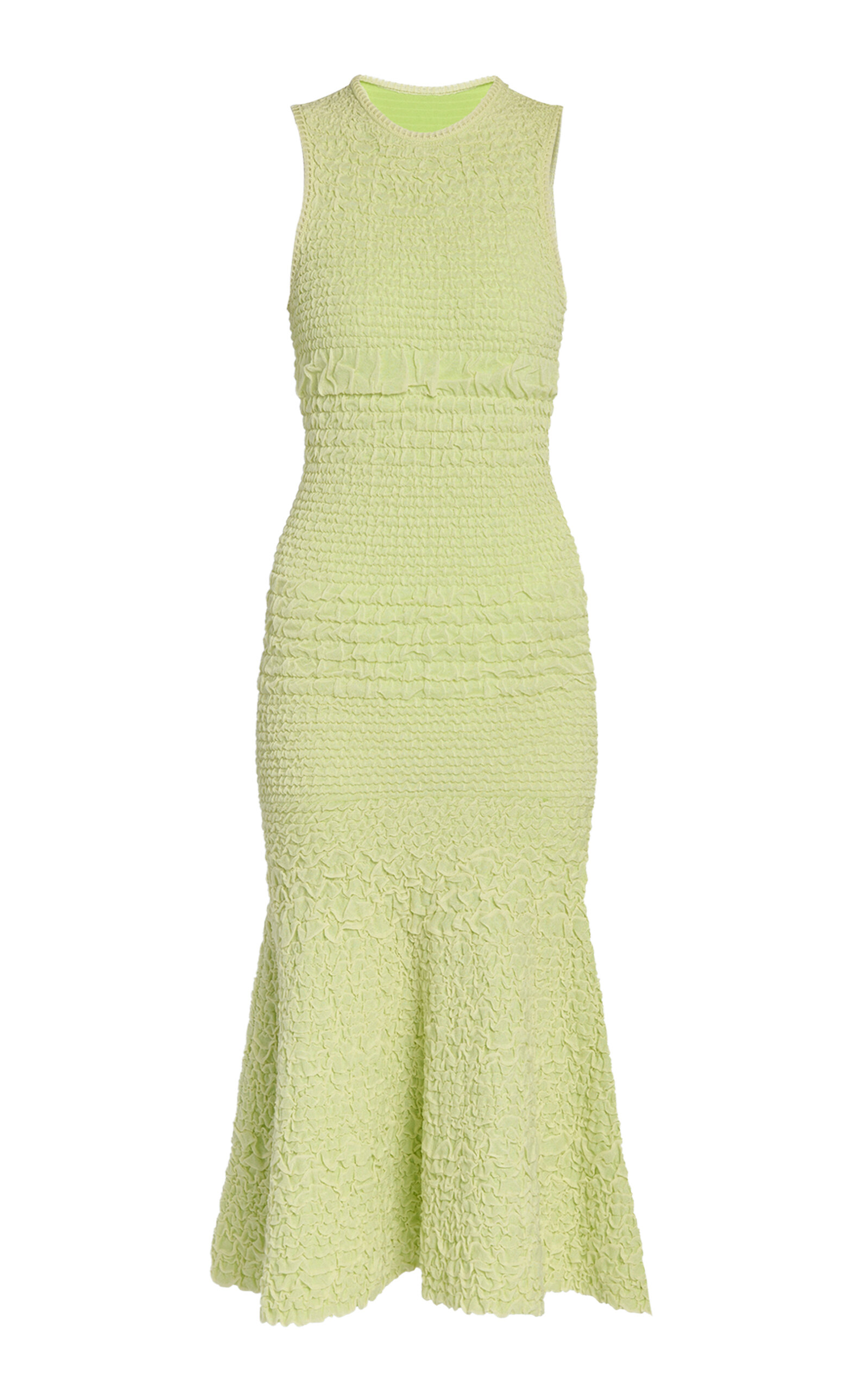 Erdem Quilted Knit Fit-and-flared Midi Dress In Green
