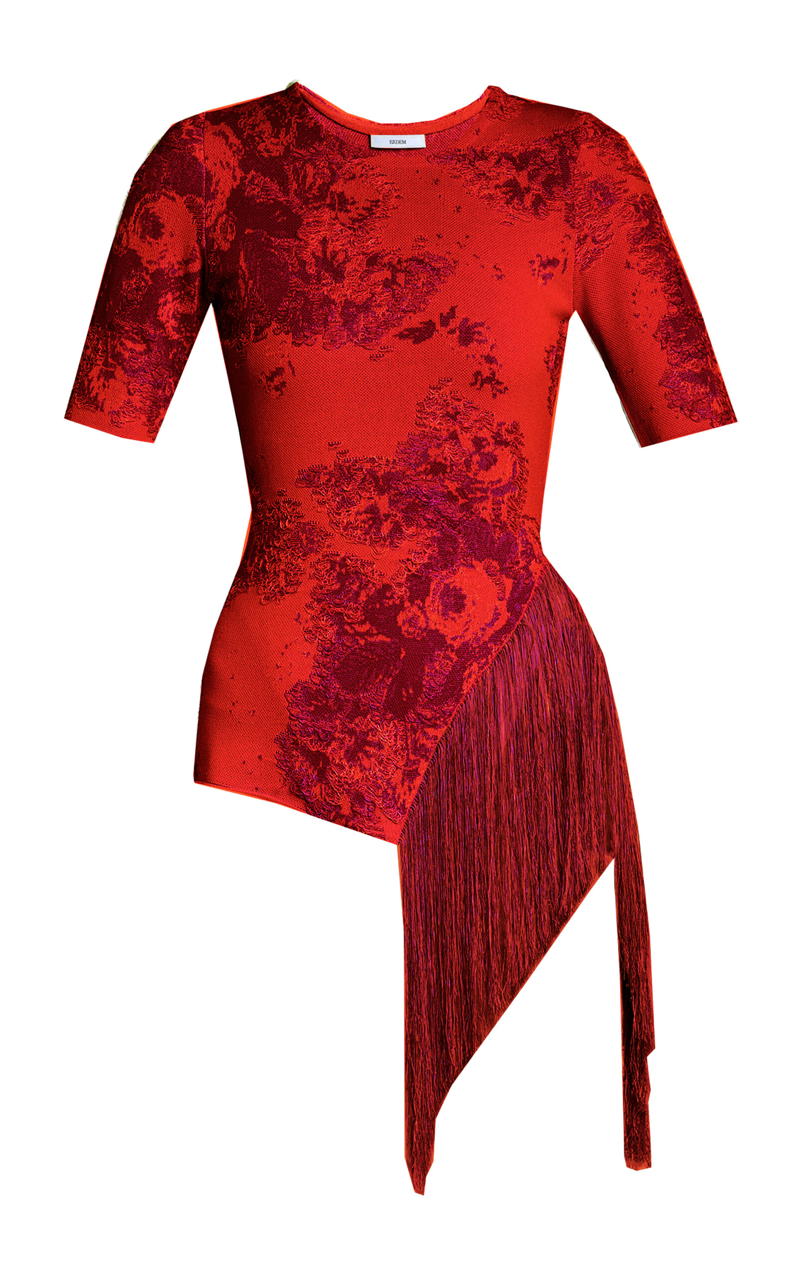 Erdem French Fray Knit Top In Red