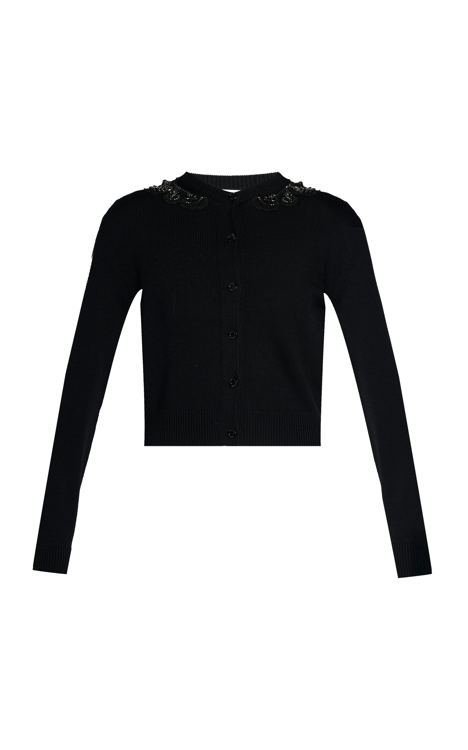 Erdem Embellished Merino-wool Cardigan In Black