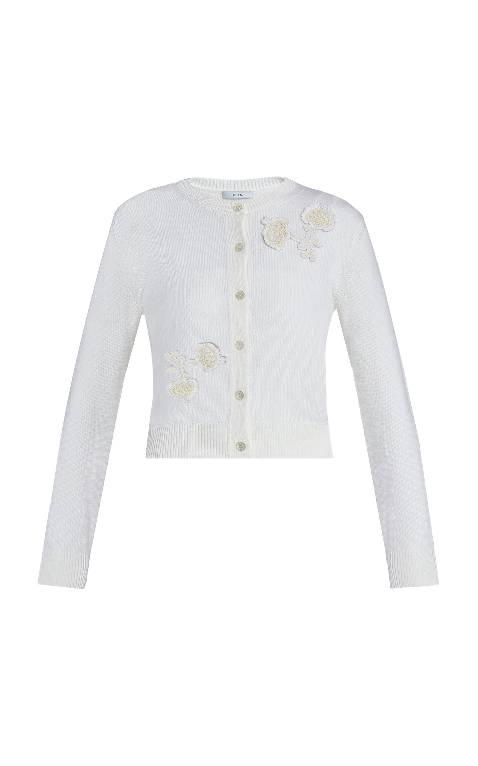 Erdem Appliquéd Merino-Wool Cardigan - Ivory