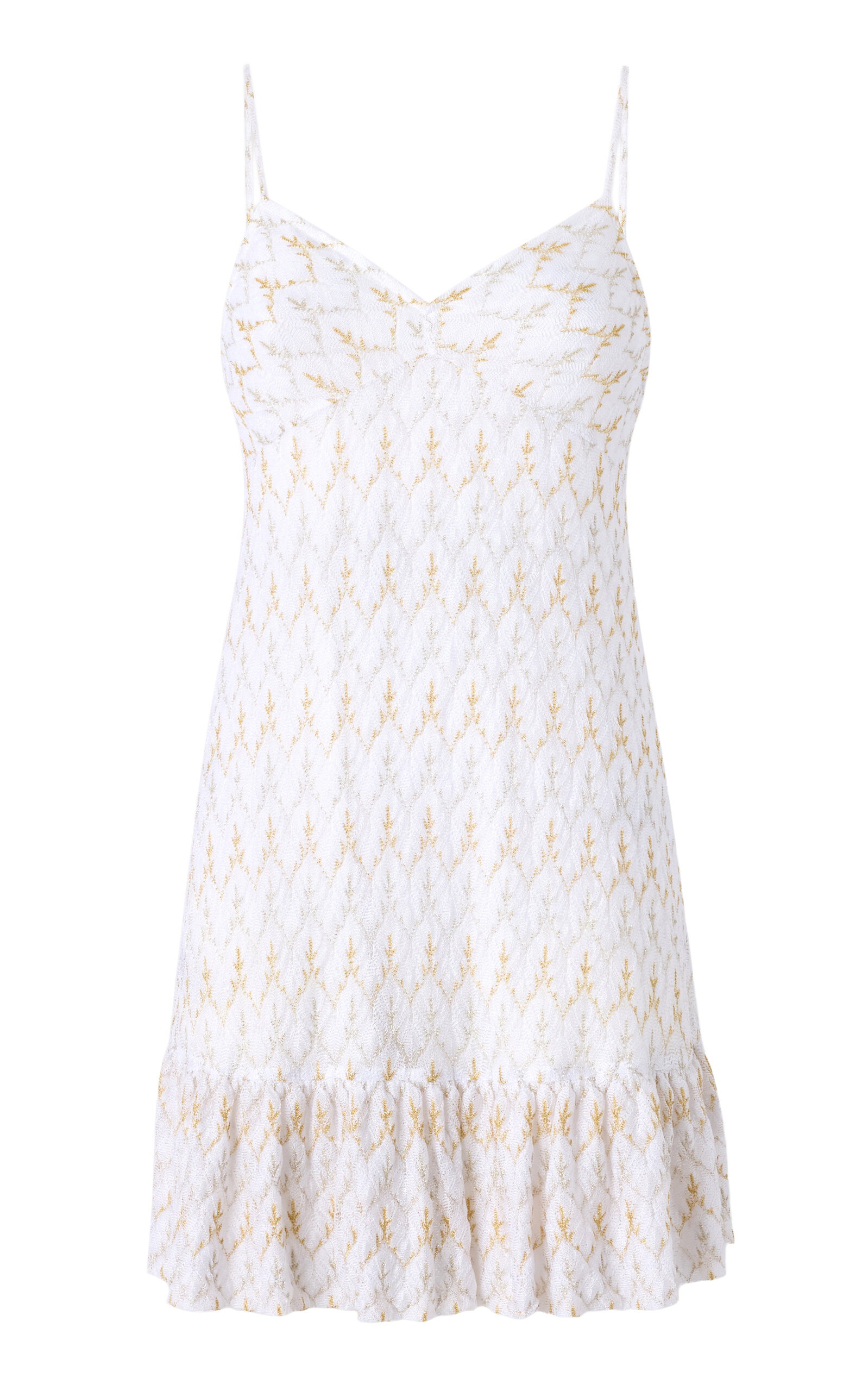 Missoni V-neck Raschel Mini Dress In White