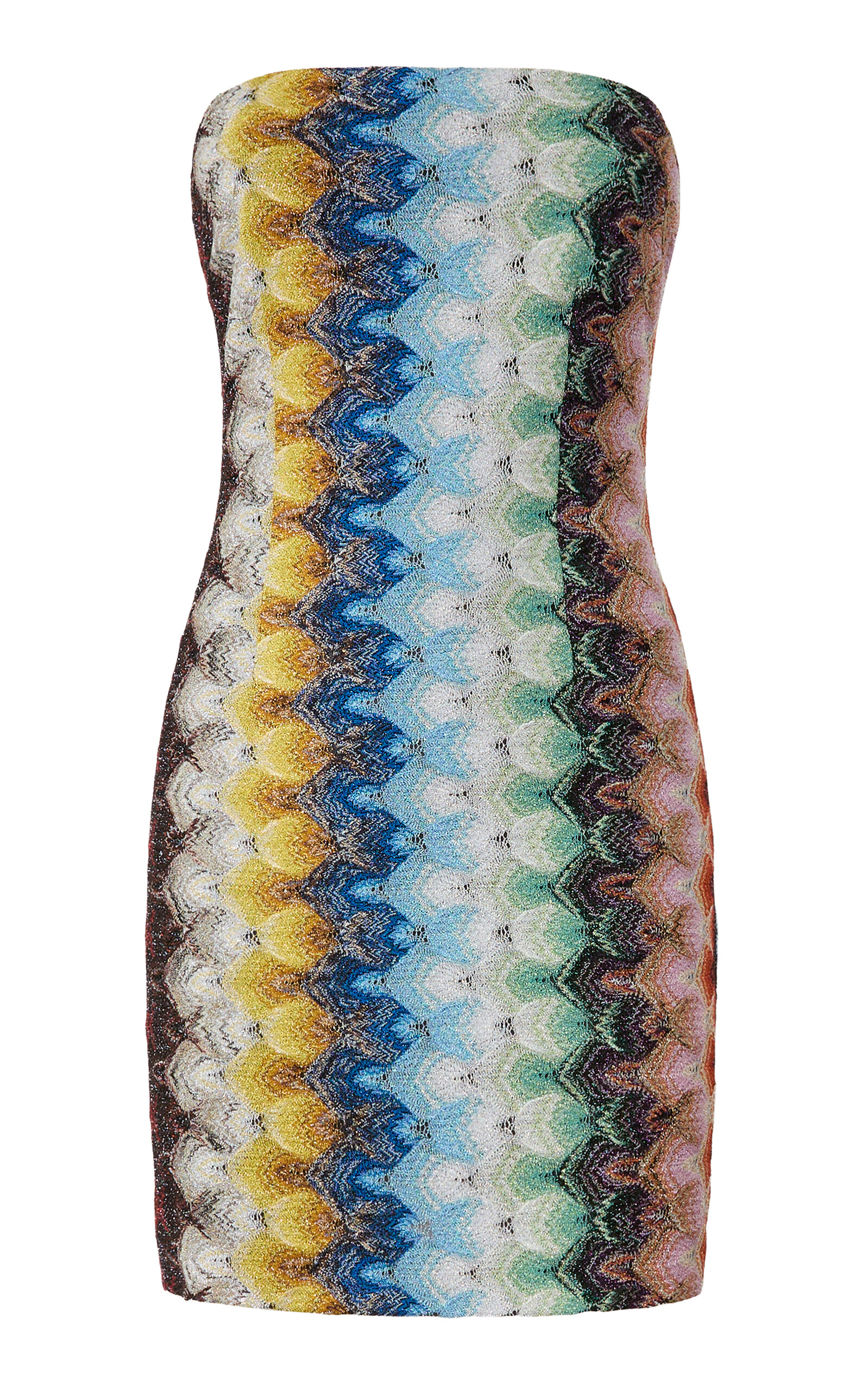 Missoni Strapless Bodycon Raschel Mini Dress In Multi