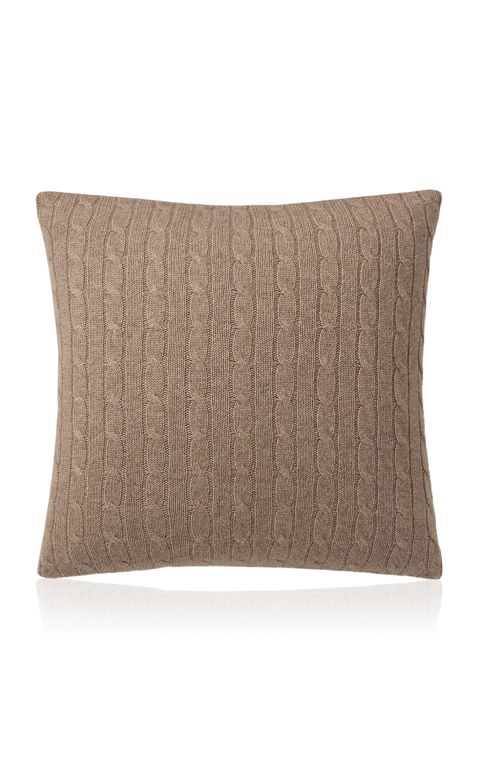 Ralph Lauren Cable Cashmere Throw Pillow In Brown