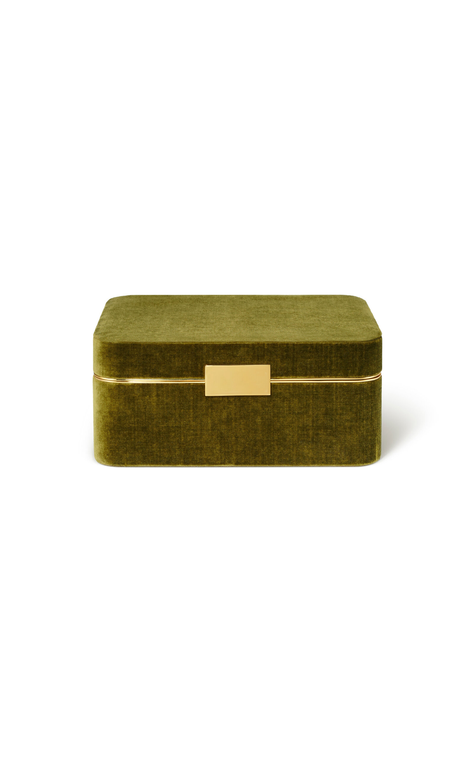 Aerin Beauvais Velvet Jewelry Box; Moss In Green