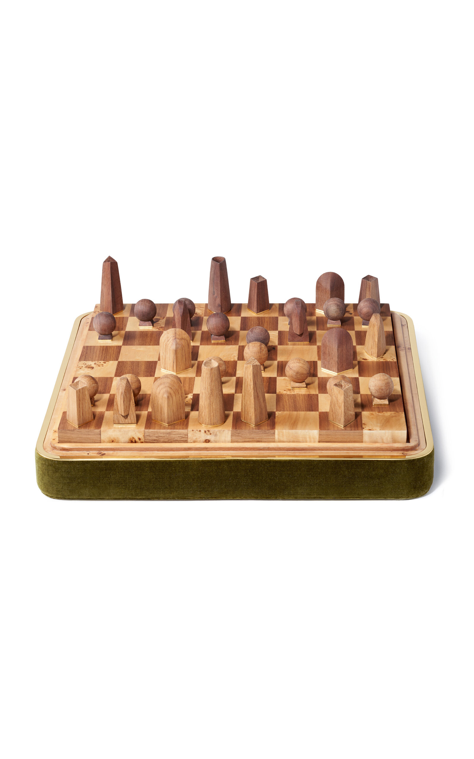 Aerin Velvet Chess Set; Moss In Brown