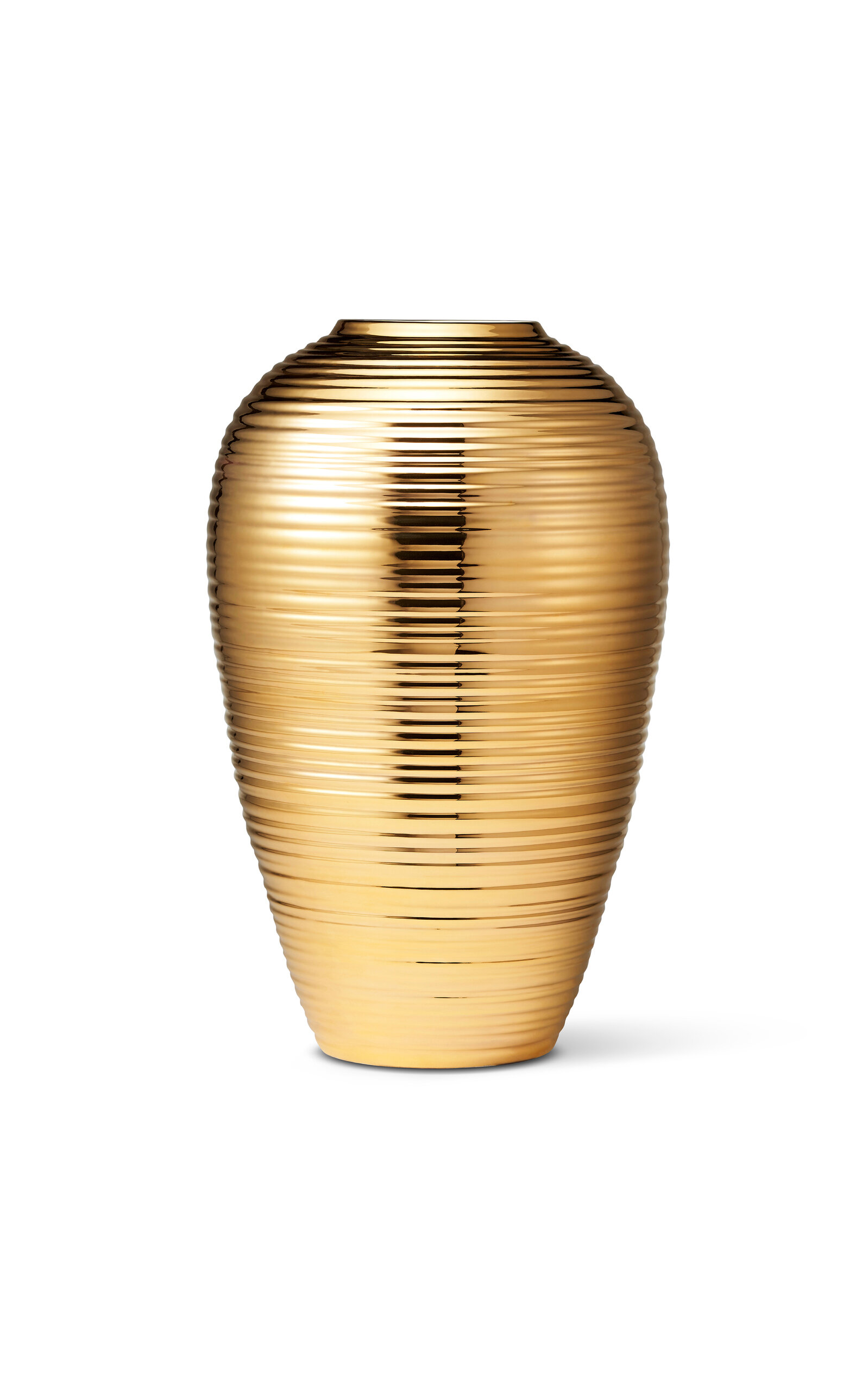 Aerin Ribbed Calinda Tapered Vase; Gold In Gold