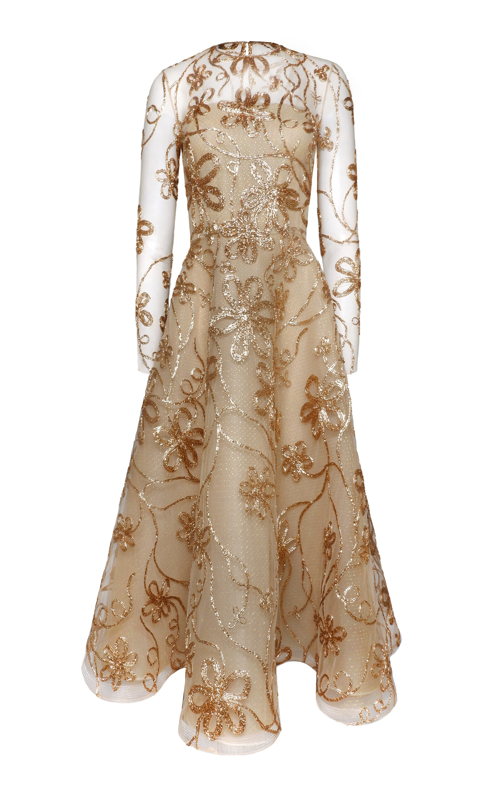 Naeem Khan Tulle-Blend Illusion Raffia Overlay Midi Dress - Multi