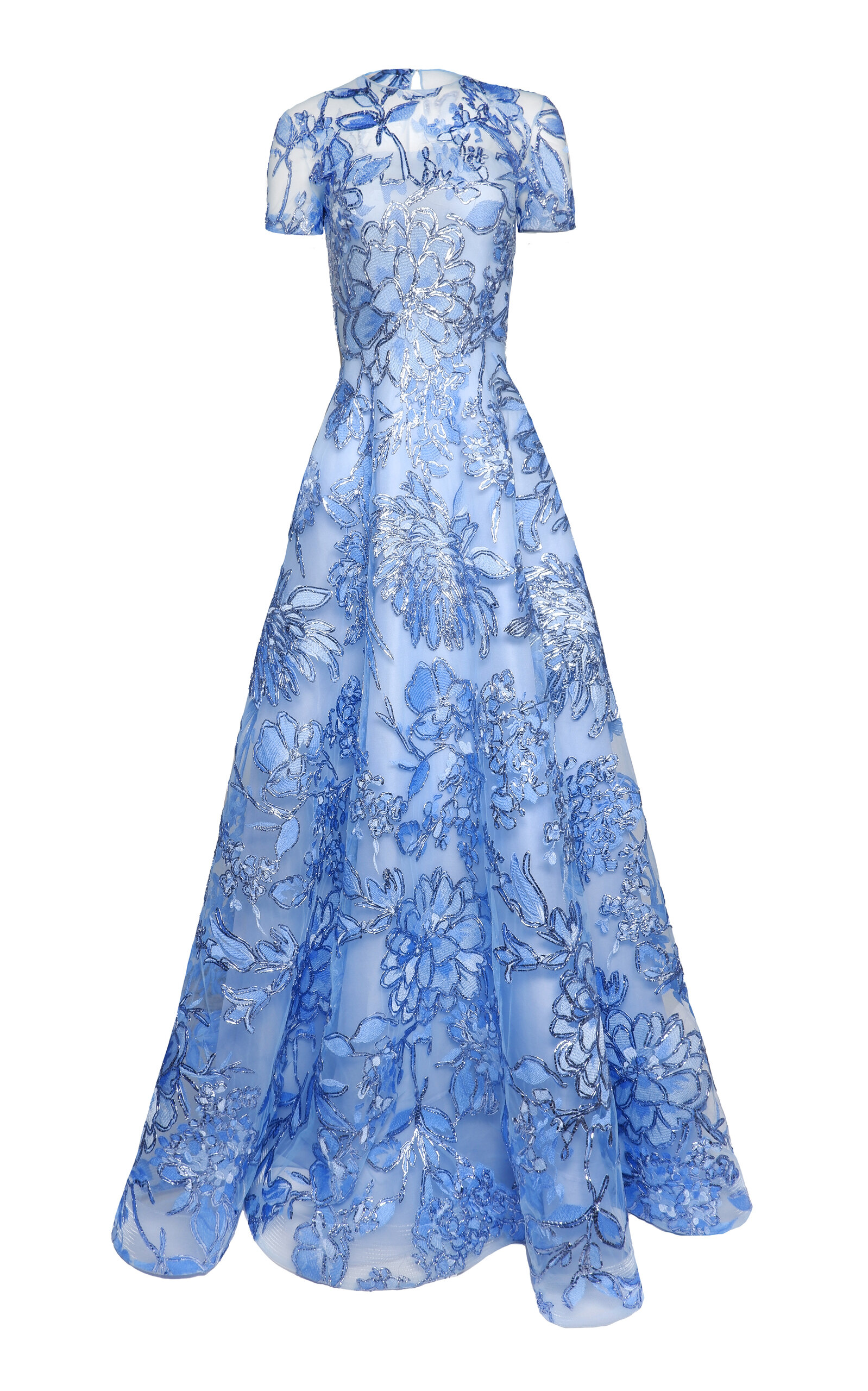 Naeem Khan Floral Raffia Tulle-Blend Gown